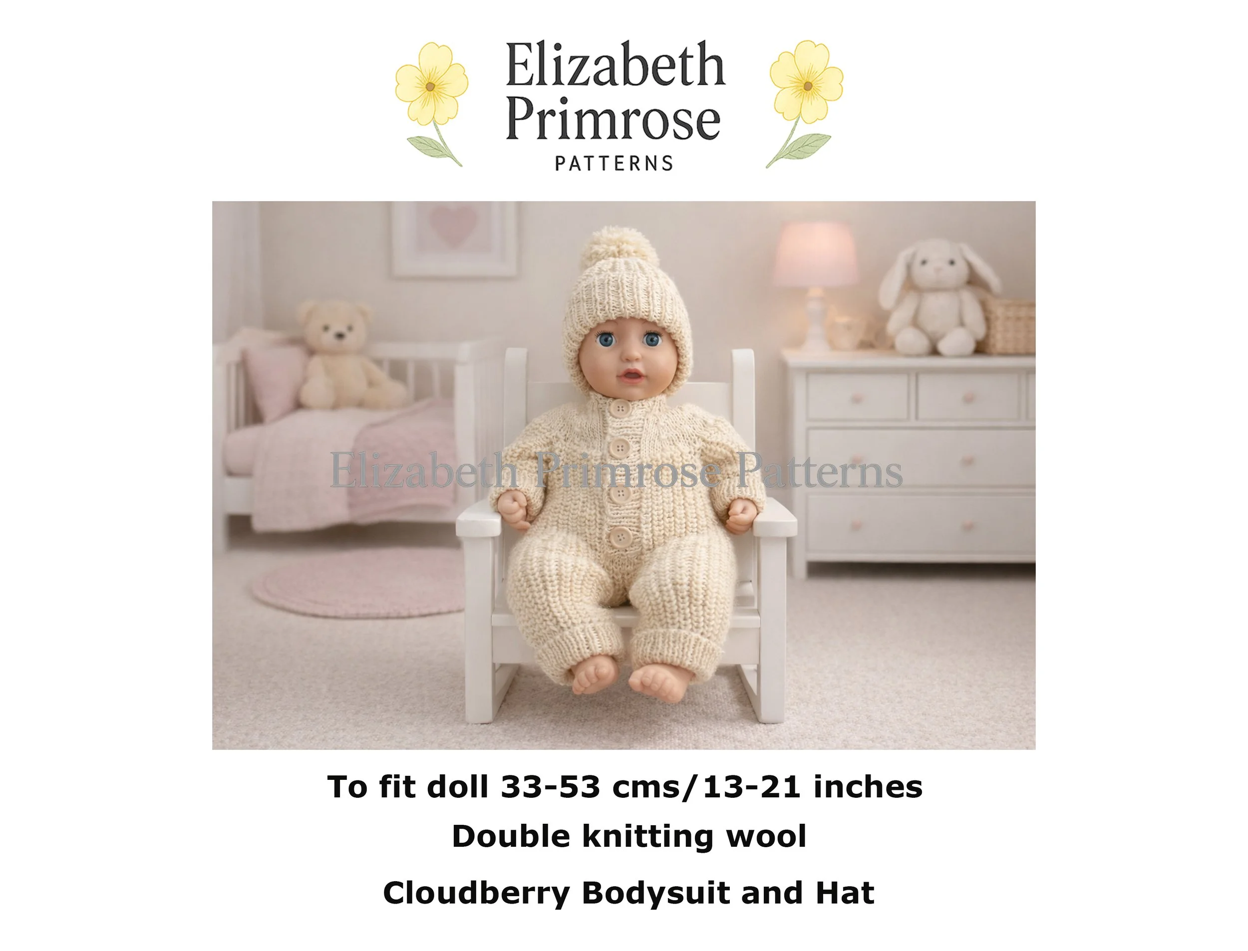 Cloudberry Bodysuit and Hat Knitting Pattern P157