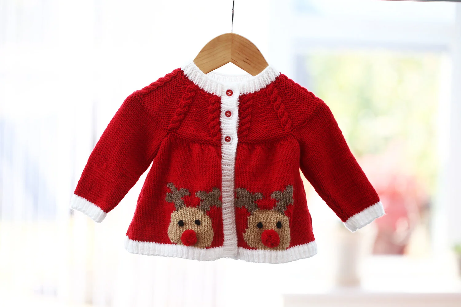 Rudolph the Reindeer Christmas Cardigan Jacket Knitting Pattern
