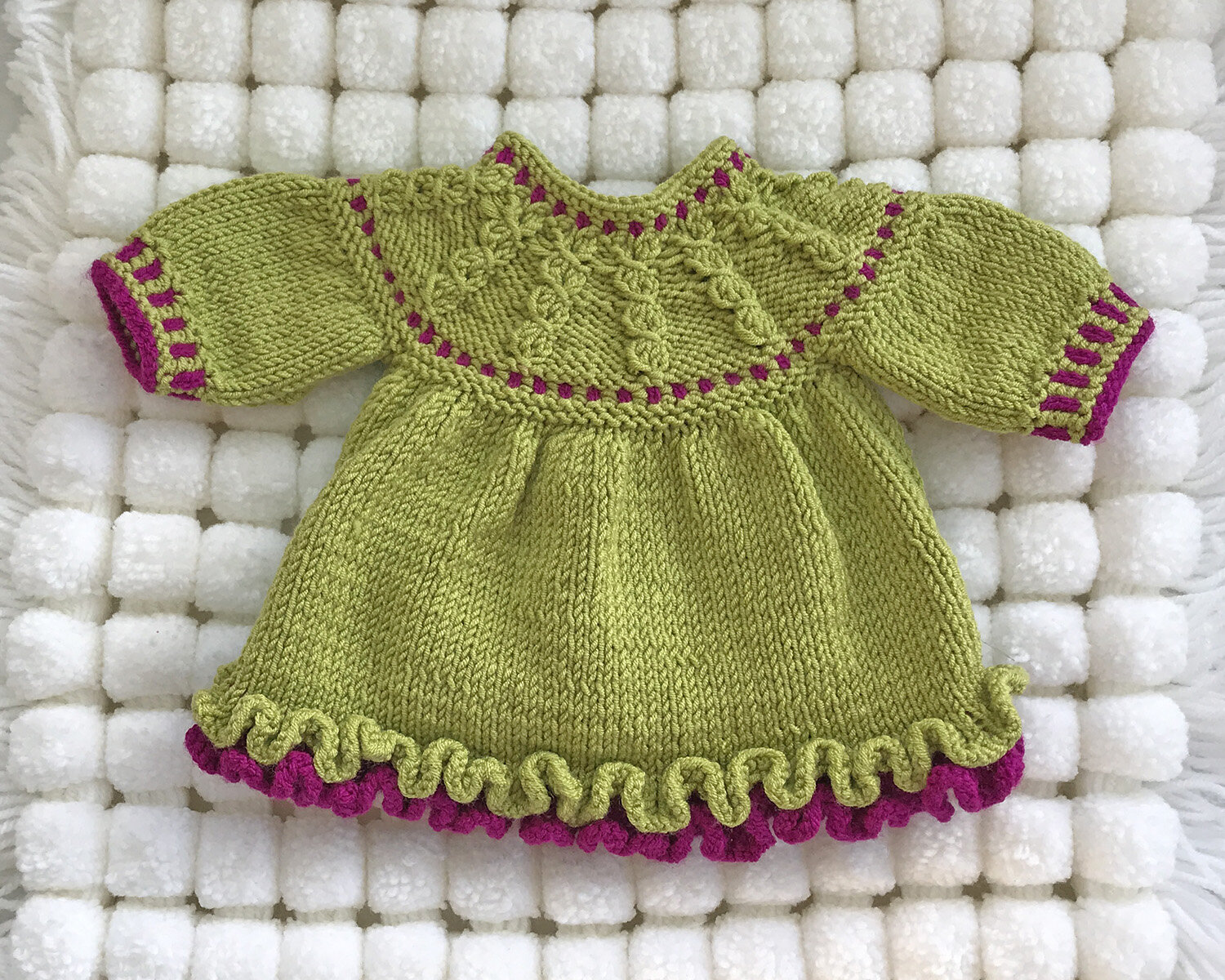 Double Frilled Dress and Hat Knitting Pattern to fit premature baby or ...