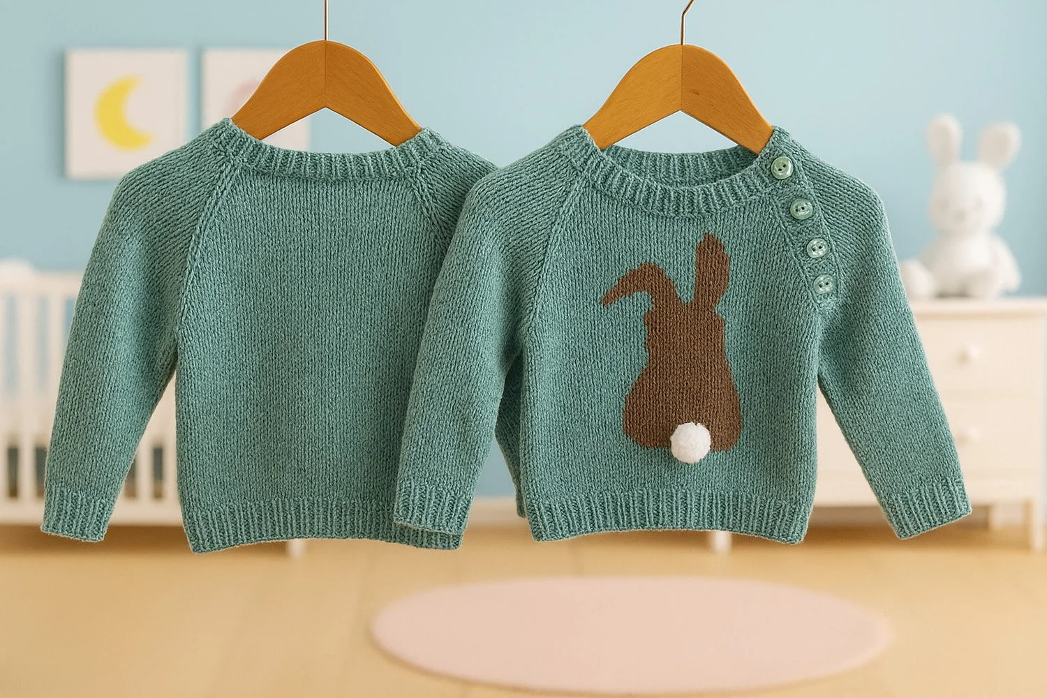  Raglan Seams Rabbit Motif Jumper 