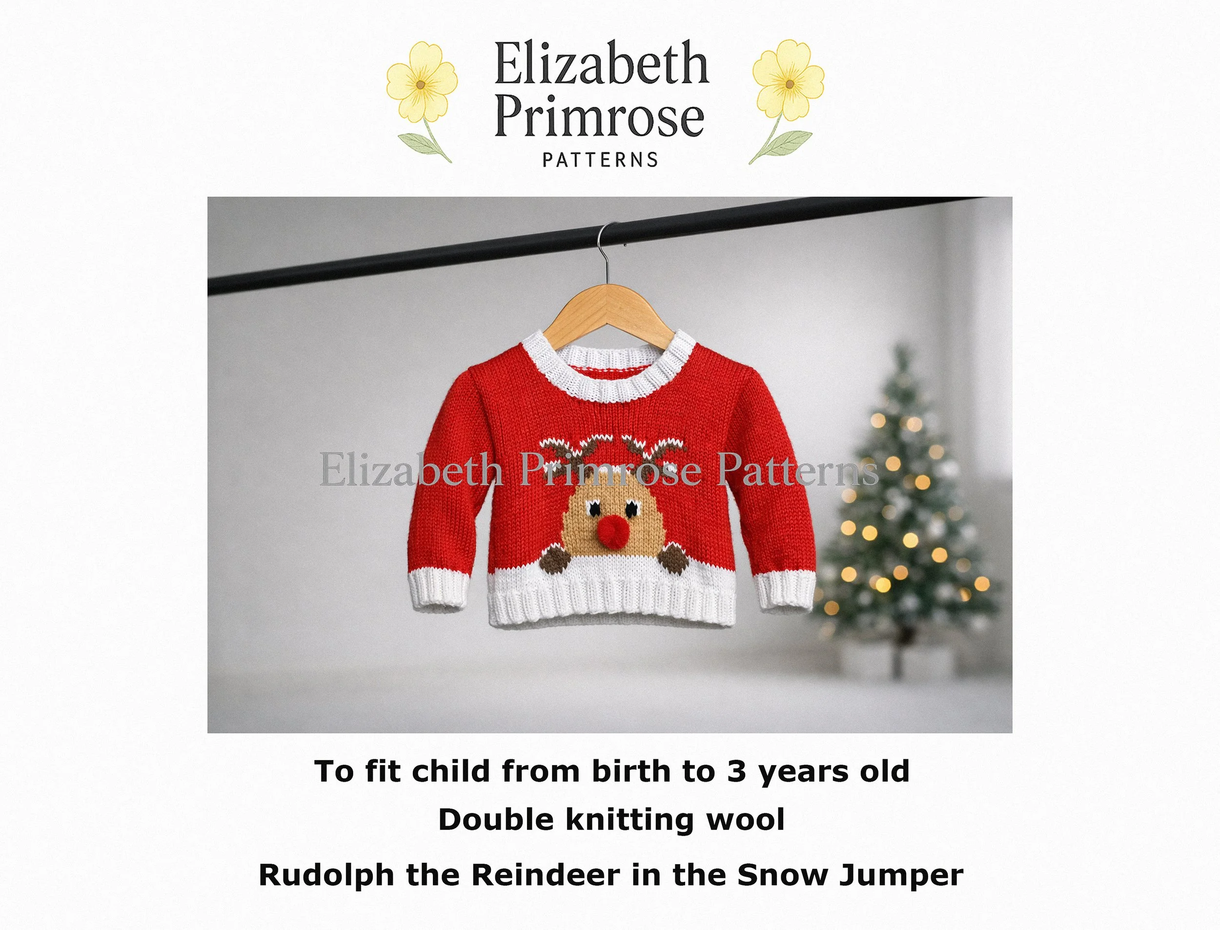 Rudolph the Reindeer in the Snow Jumper Knitting Pattern P28