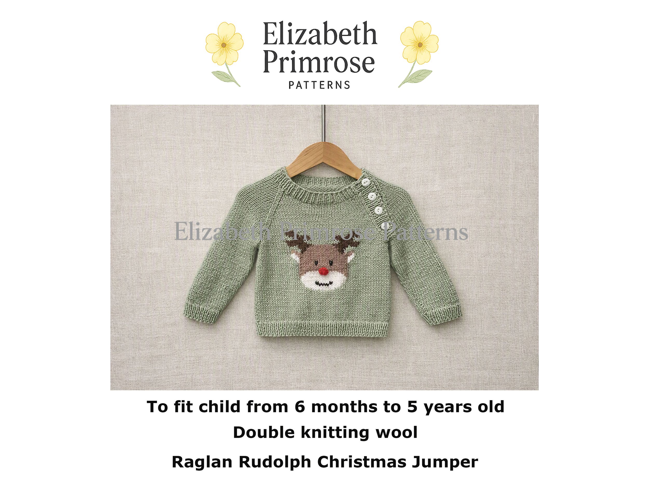 Raglan Rudolph Christmas Jumper Knitting Pattern P191
