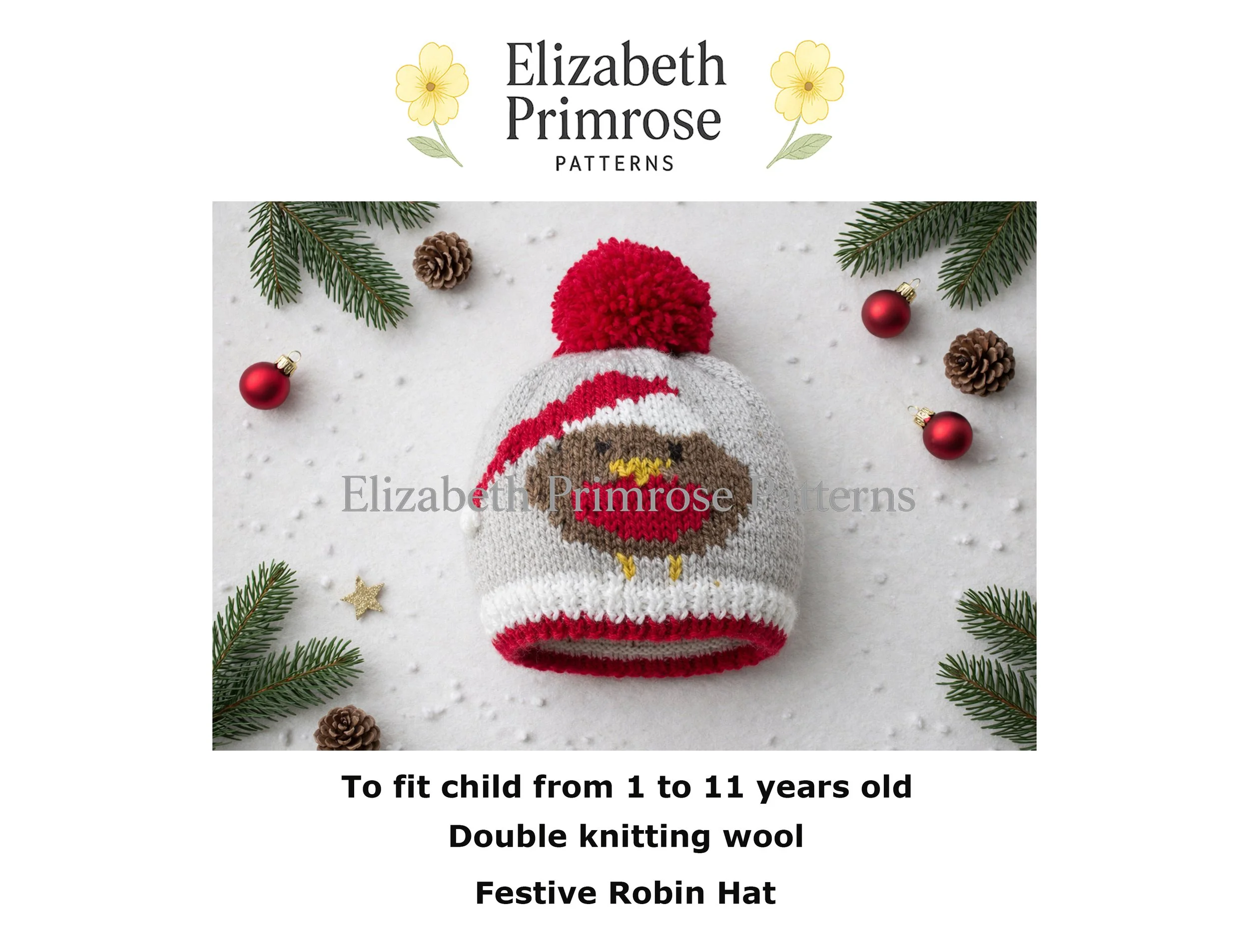 Festive Robin Hat Knitting Pattern P149