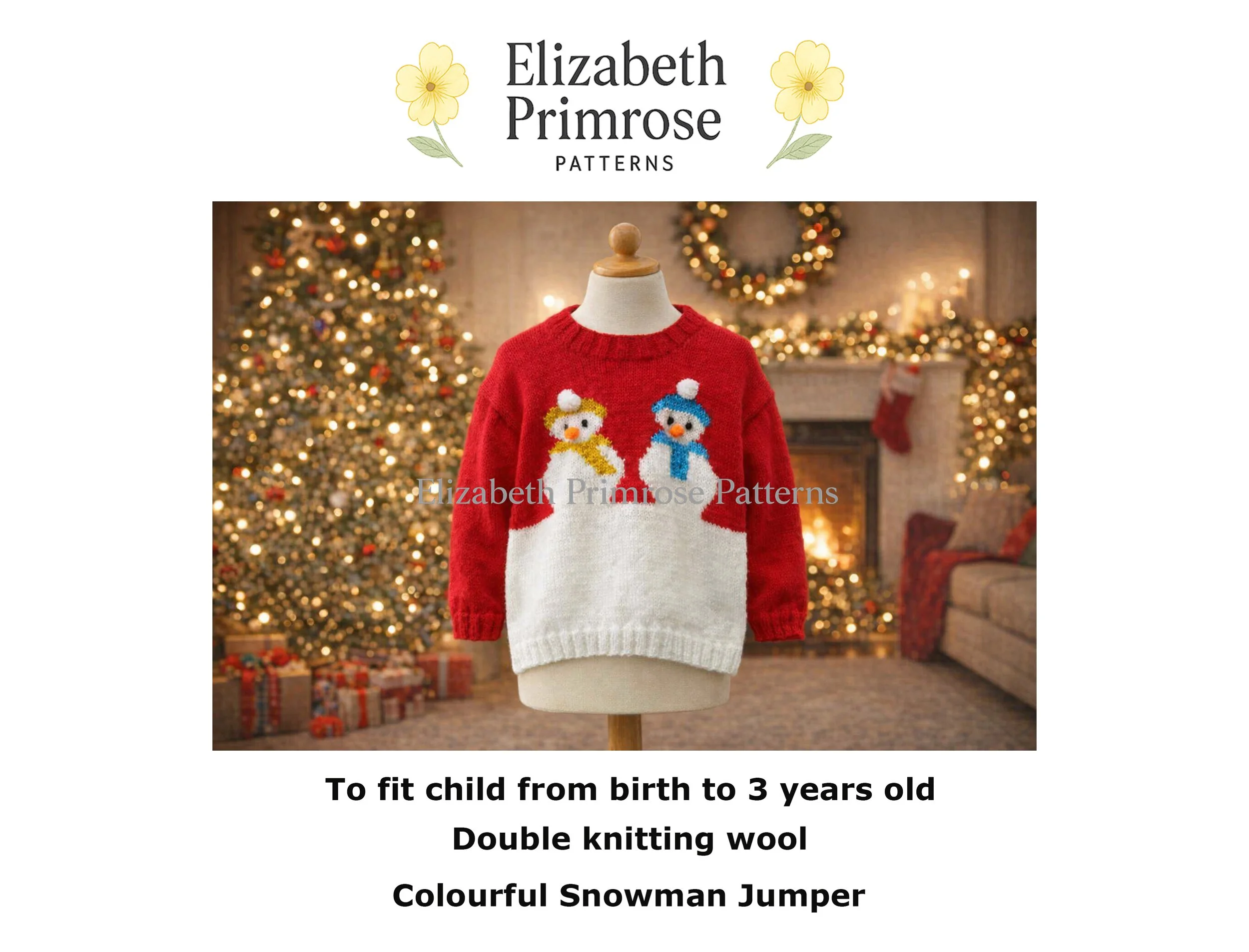 Colourful Snowmen Christmas Jumper Knitting Pattern P17