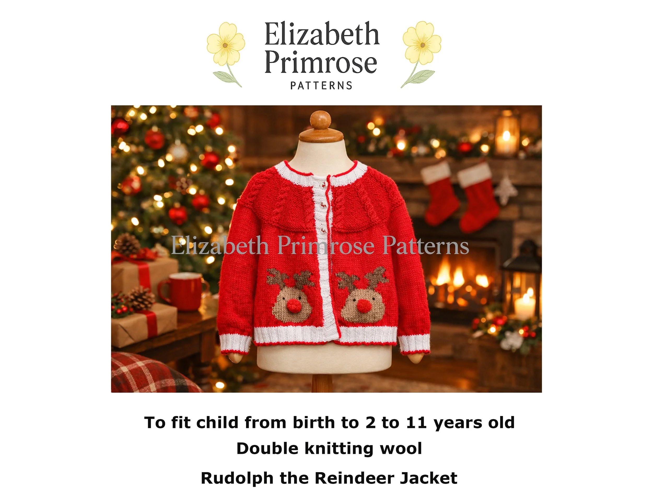 Rudolph the Reindeer Jacket Knitting Pattern P116