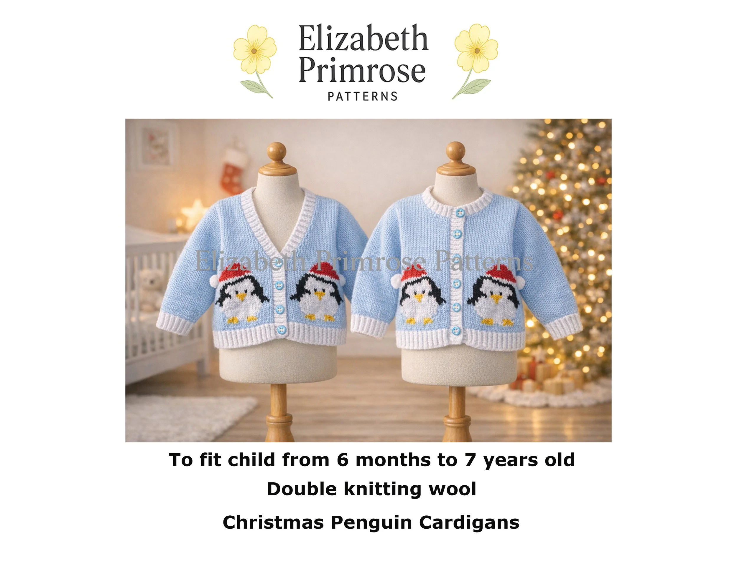 Christmas Penguin Cardigans Knitting Pattern P106