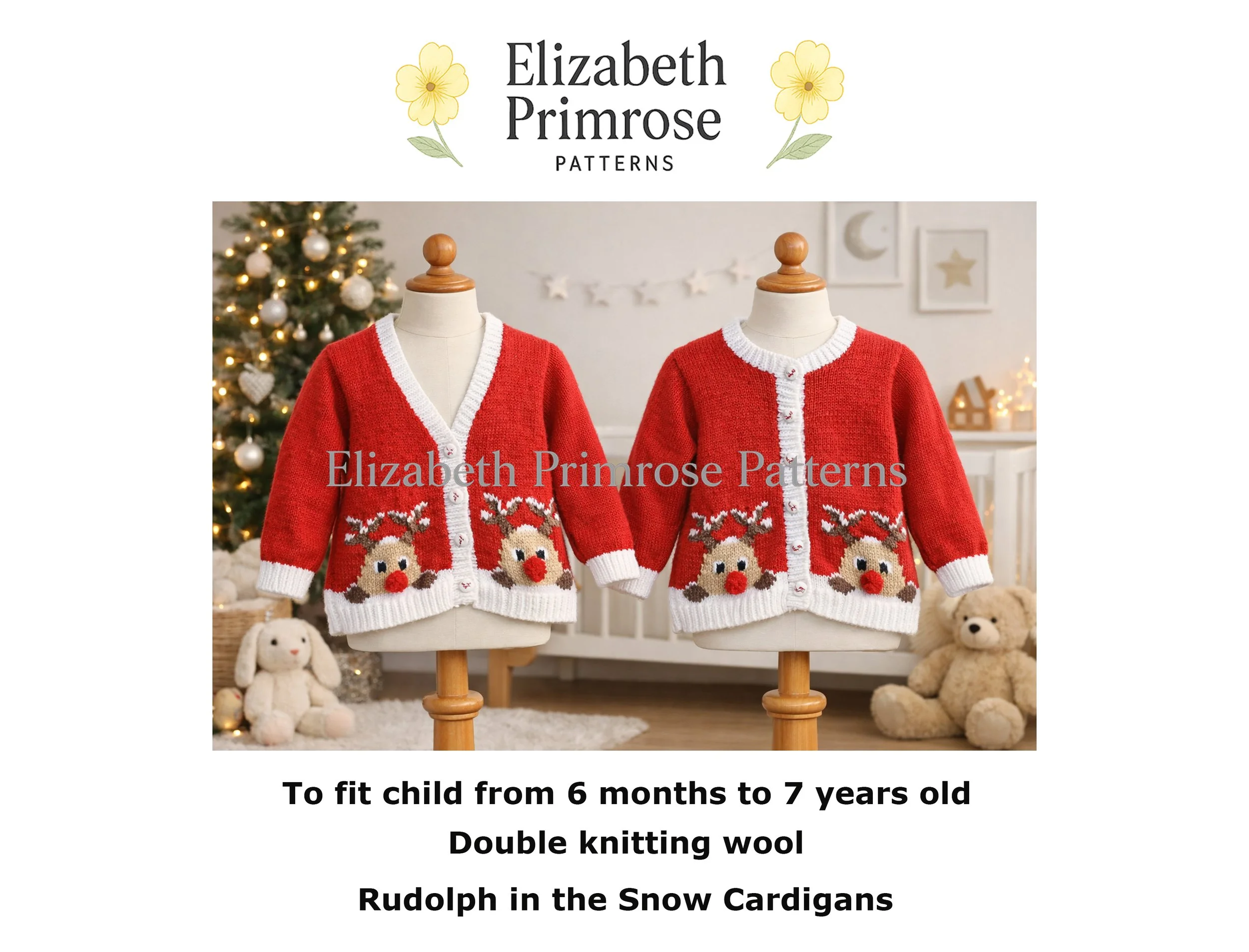 Rudolph in the Snow Cardigans Knitting Pattern P108