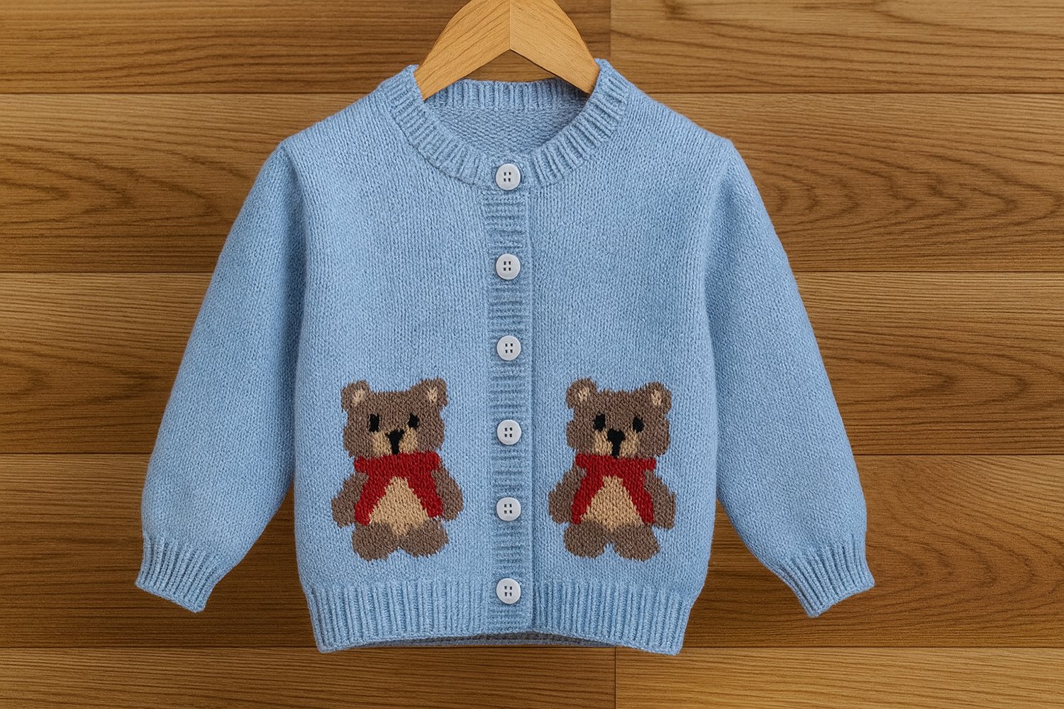 P184 15x10 blue teddy bear cardigan knitting pattern by Elizabeth Primrose Patterns.jpg