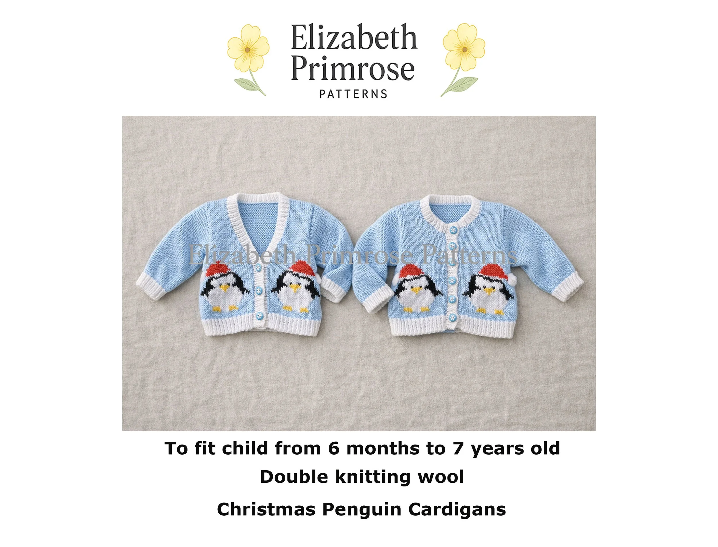 Christmas Penguin Cardigans Knitting Pattern P106