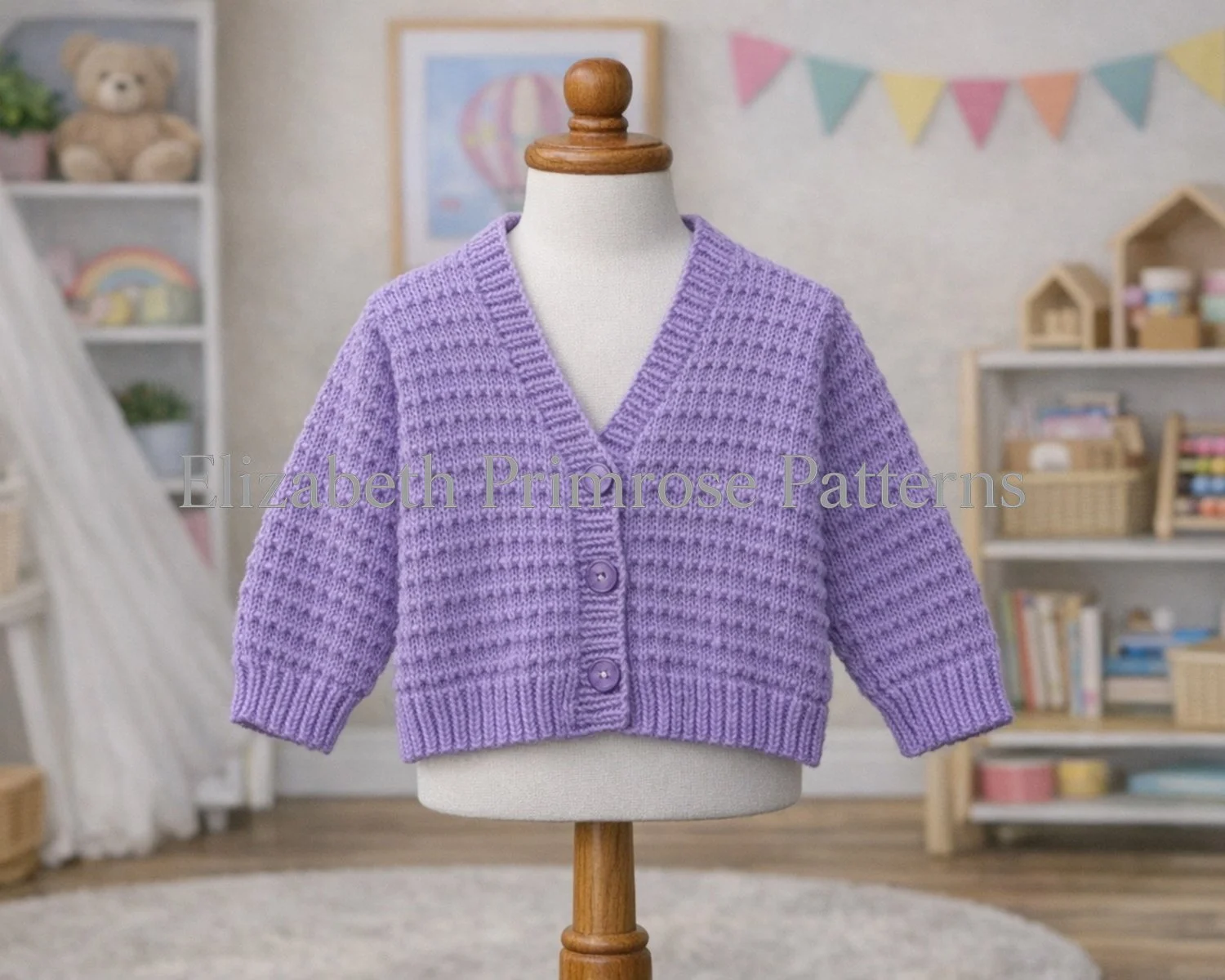 P158 V-neck cardigan child's knitting pattern by Elizabeth Primrose Patterns.jpg