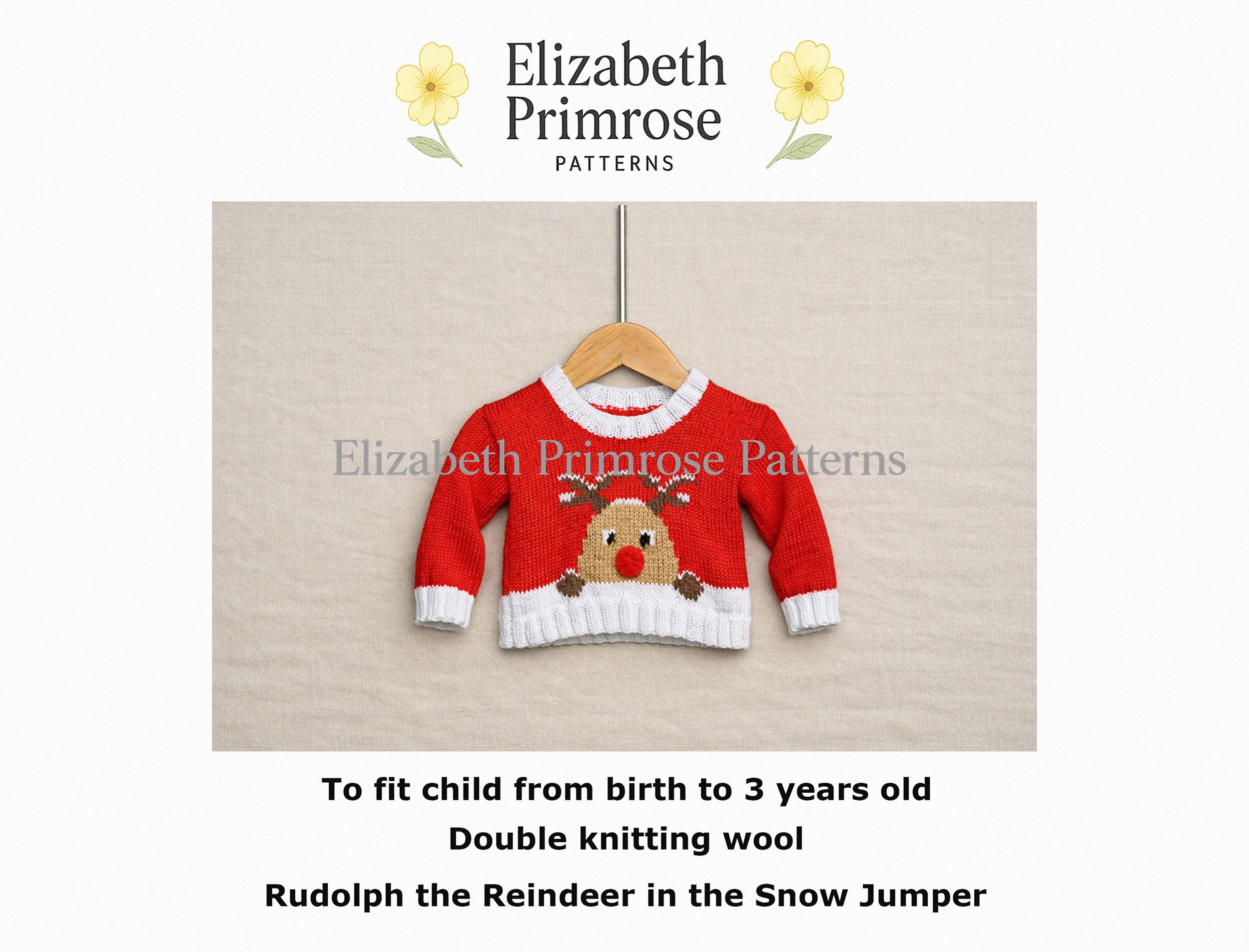 Rudolph the Reindeer in the Snow Jumper Knitting Pattern P28