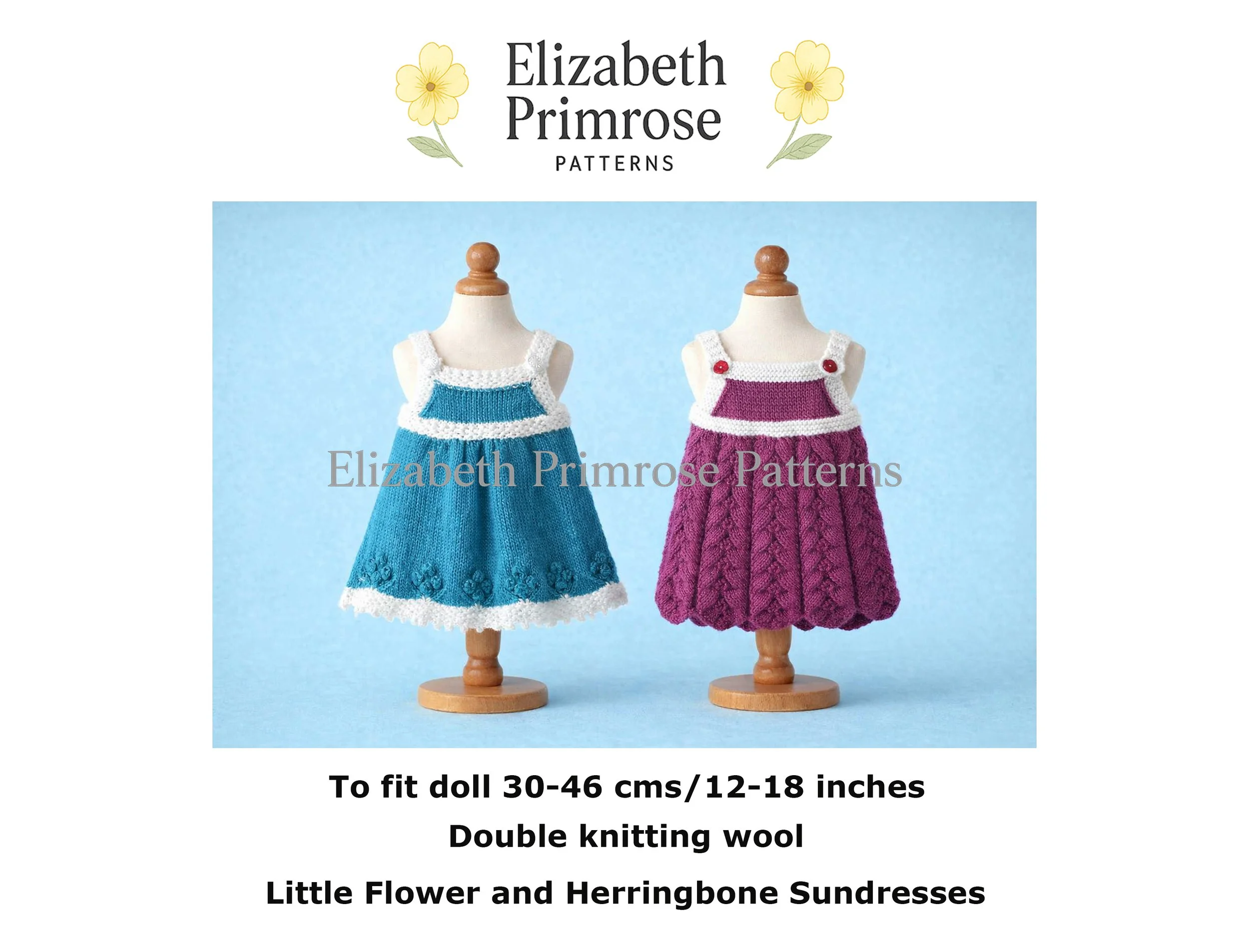 Doll Little Flower & Herringbone Sundresses P43