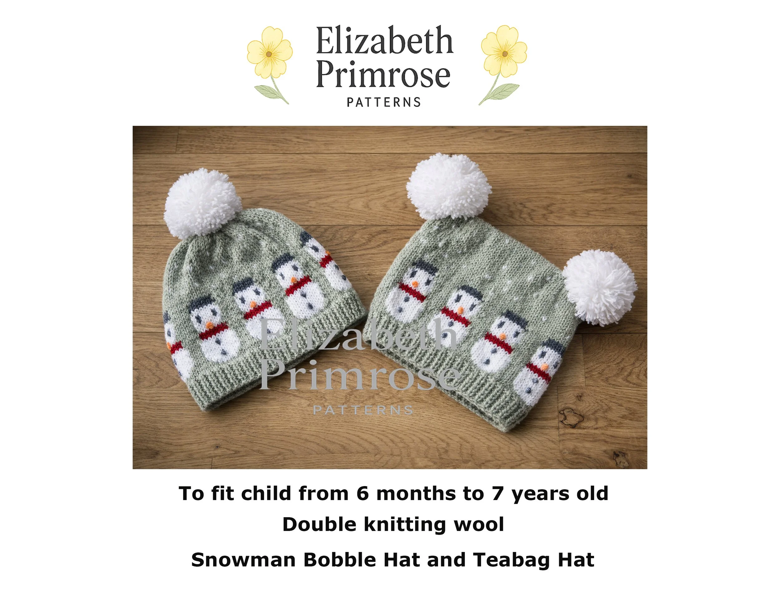 Snowman Bobble Hat and Teabag Hat P175