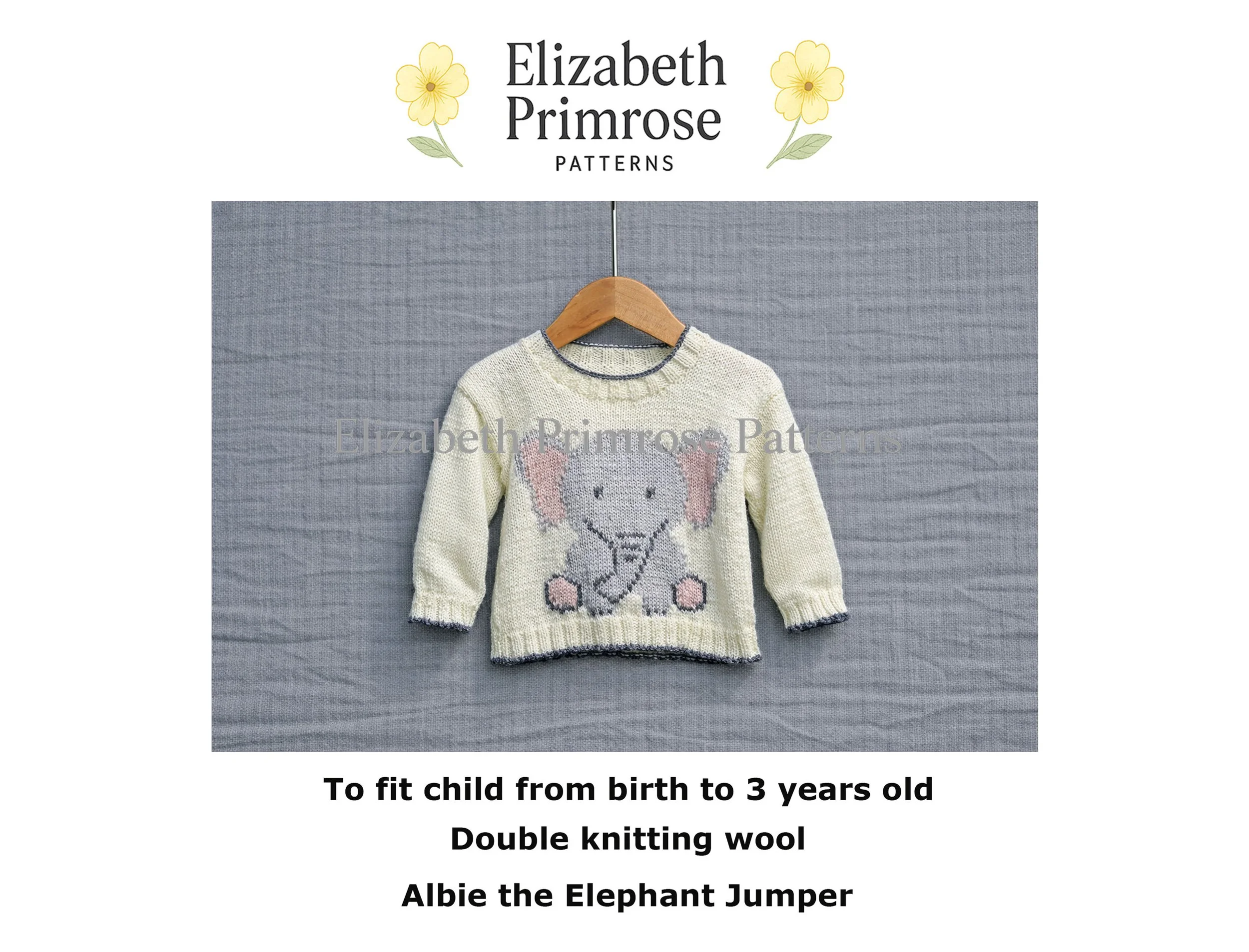 Albie the Elephant Jumper Knitting Pattern P49