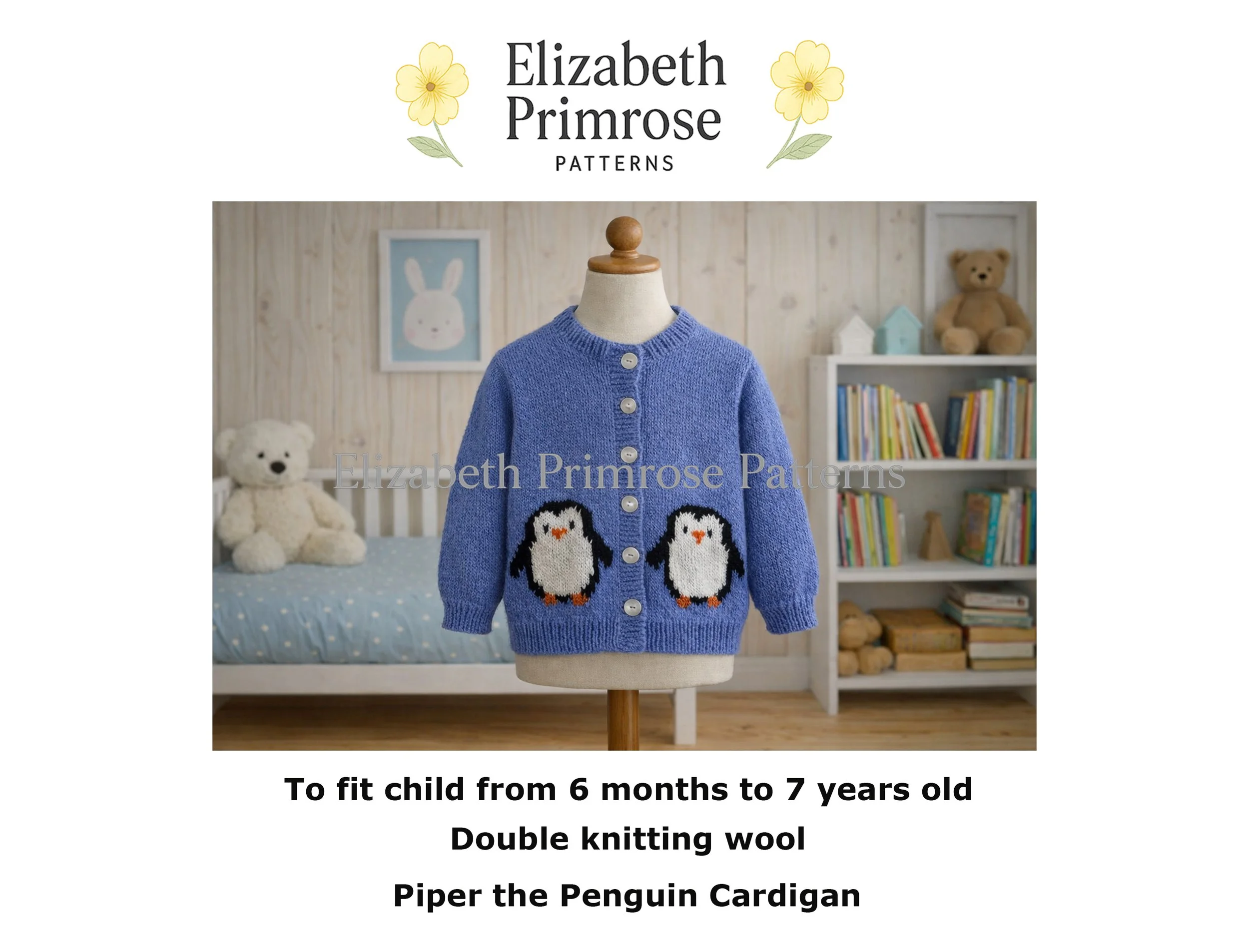 Piper the Penguin Cardigan Knitting Pattern P183