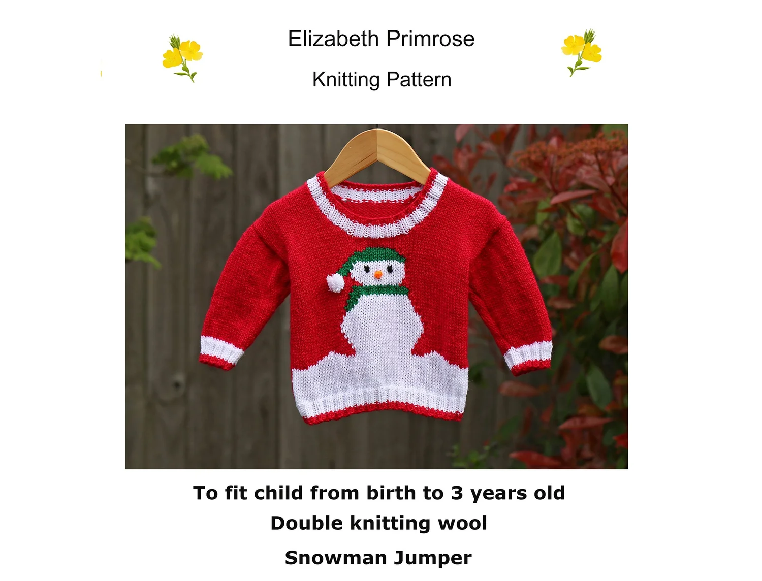 Snowman Christmas Jumper Knitting Pattern to fit child from birth