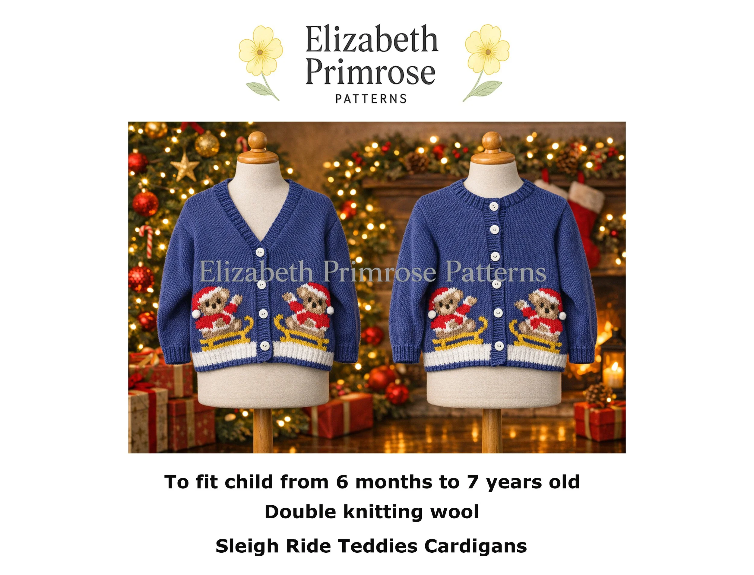 Sleigh Ride Teddies Cardigans Knitting Pattern P163