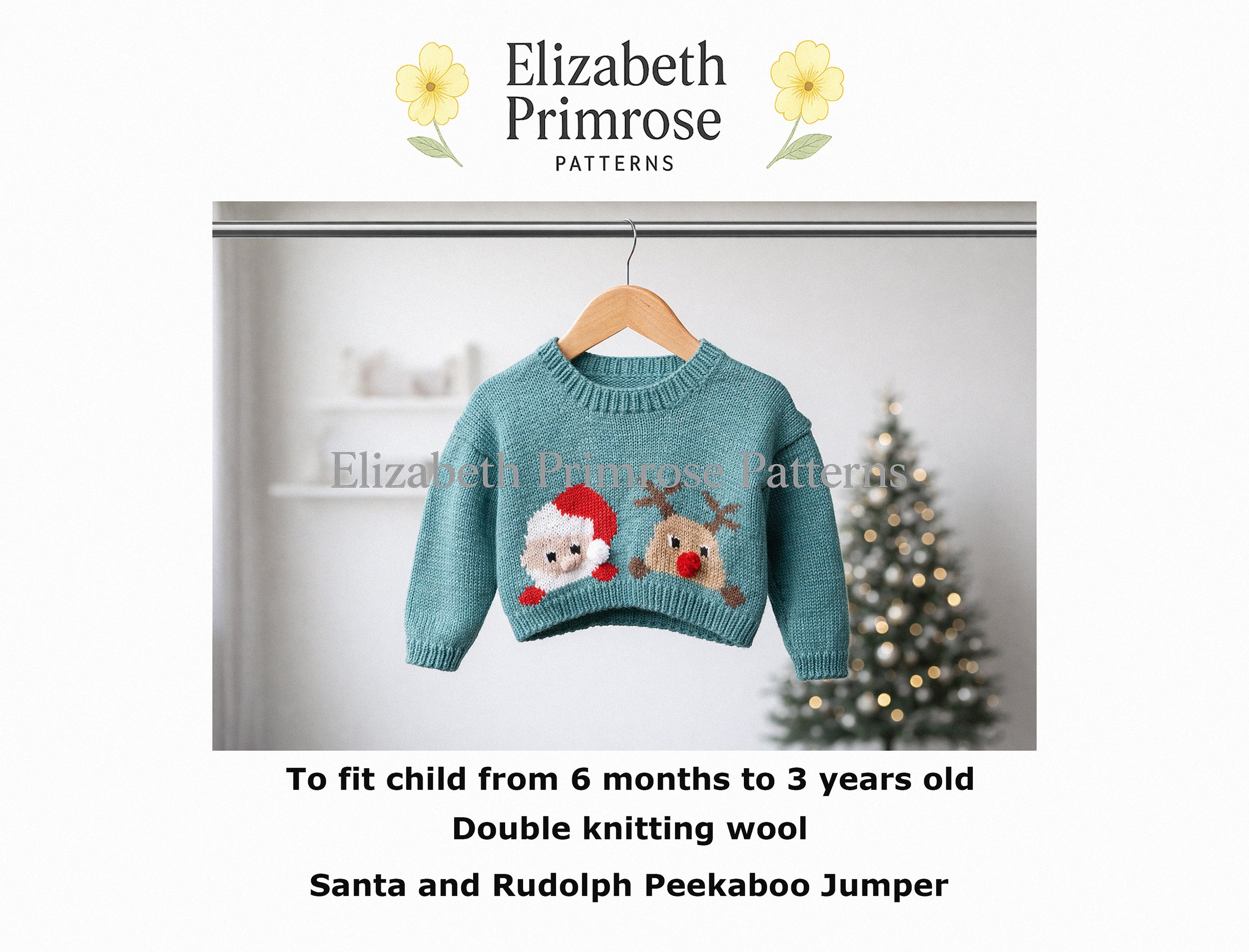 Santa & Rudolph Peekaboo Jumper Knitting Pattern P39