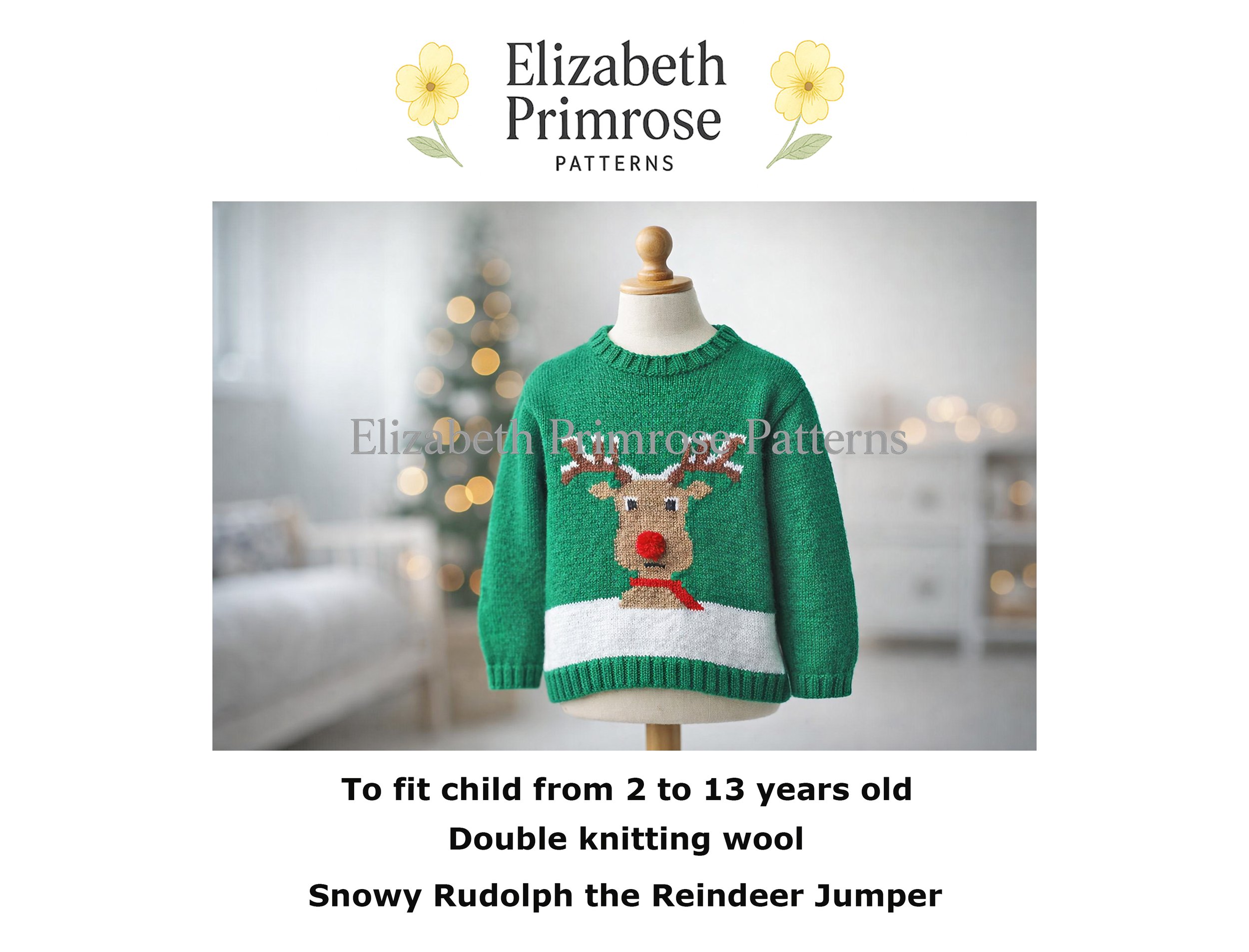 Snowy Rudolph the Reindeer Jumper Knitting Pattern P111