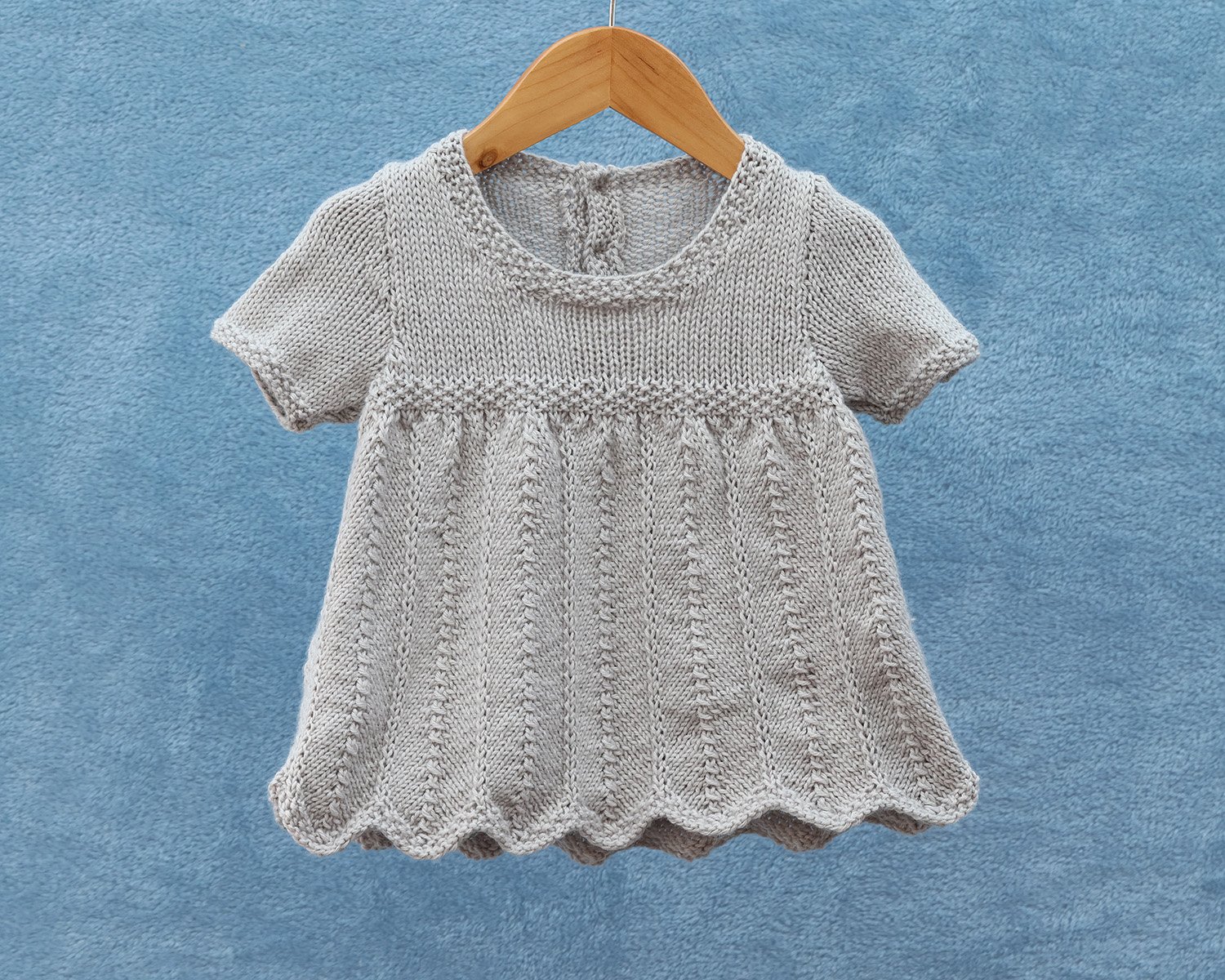 P185 Wavy Edge Chevron Dress Knitting Pattern children's DK dress.jpg