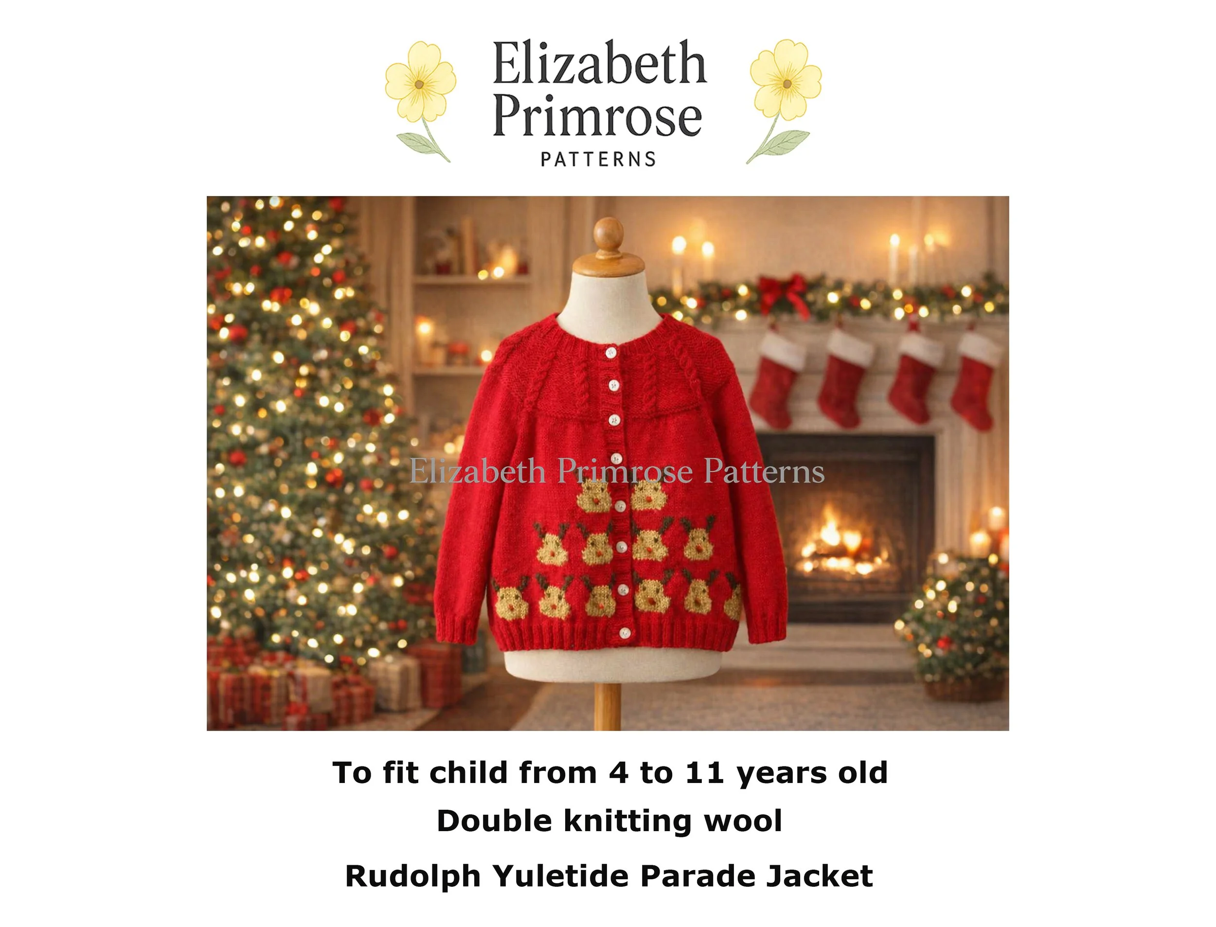 Rudolph Yuletide Parade Jacket Knitting Pattern P118