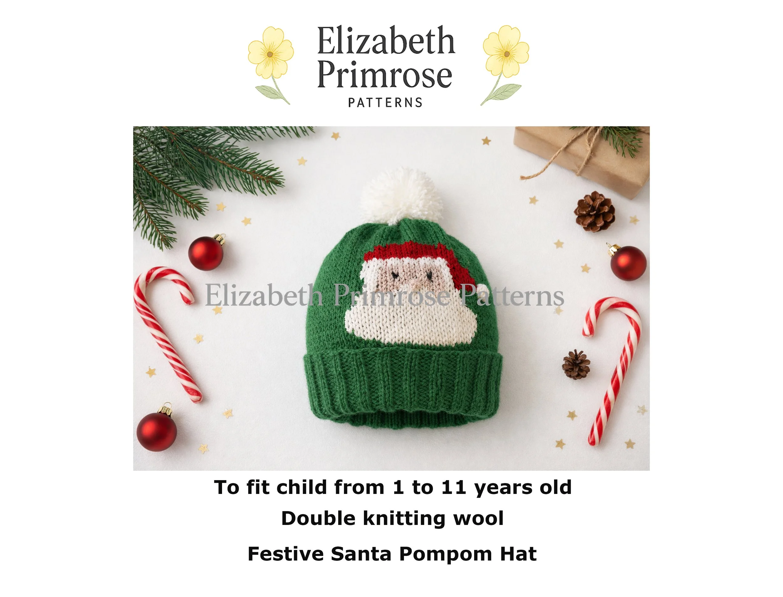 Festive Santa Pompom Hat Knitting Pattern P147