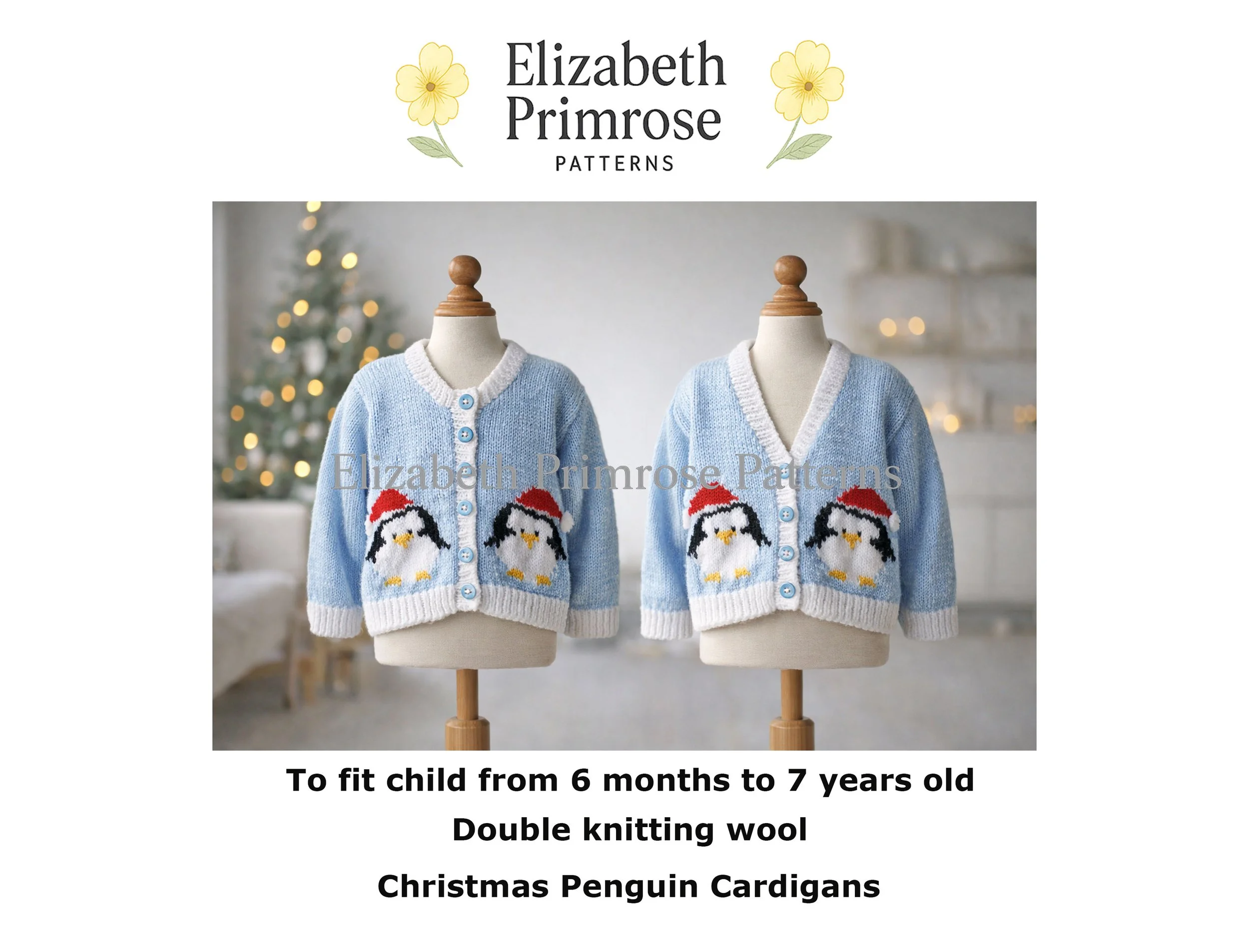 Christmas Penguin Cardigans Knitting Pattern P106