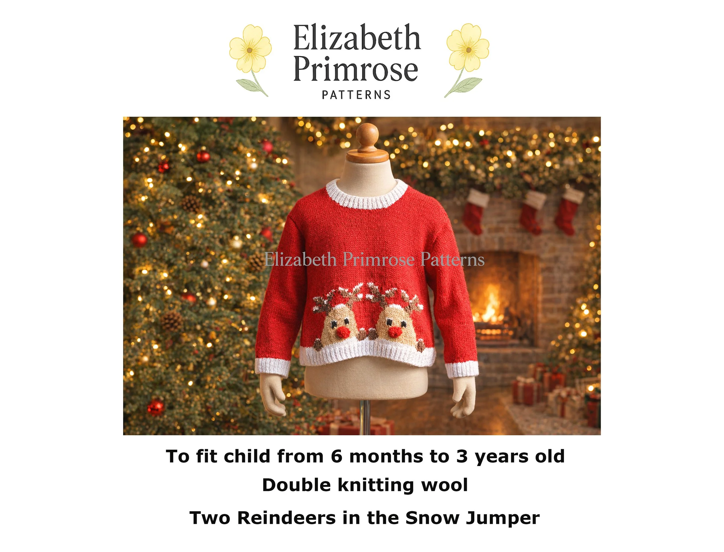 P38 Two Red Nosed Reindeers in the Snow Jumper Knitting Pattern