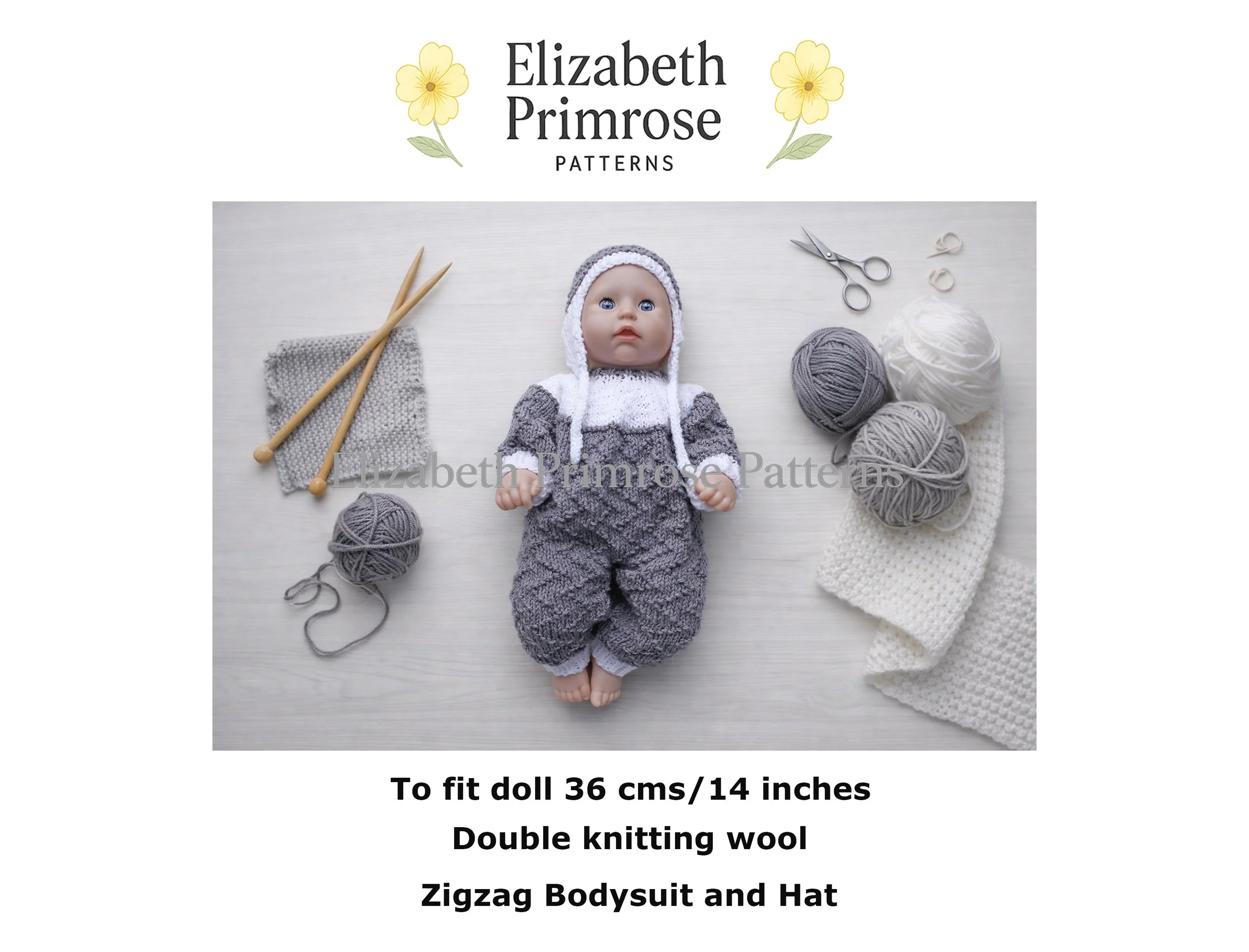 Zigzag Dolls Bodysuit and Hat Knitting Pattern P31