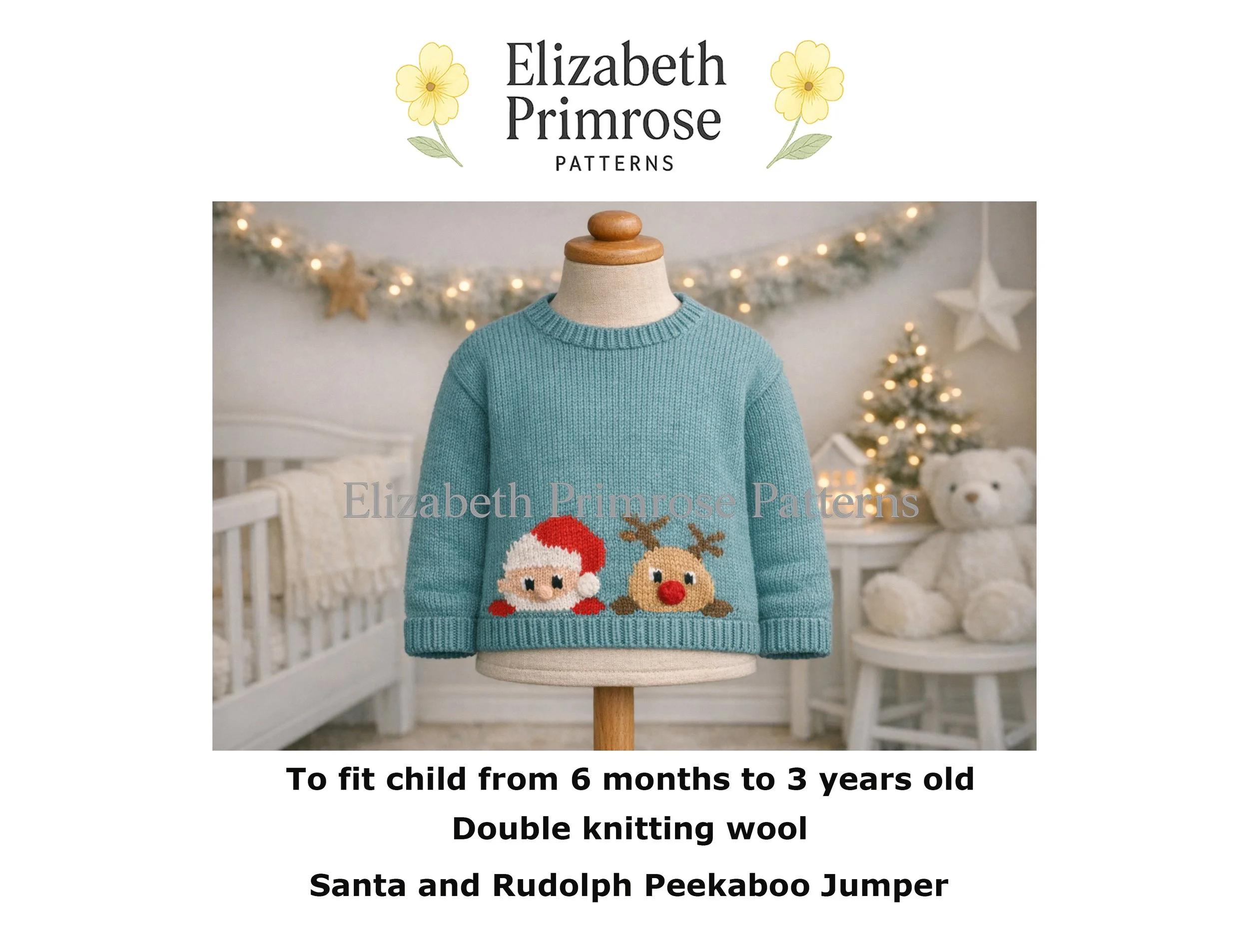 Santa & Rudolph Peekaboo Jumper Knitting Pattern P39