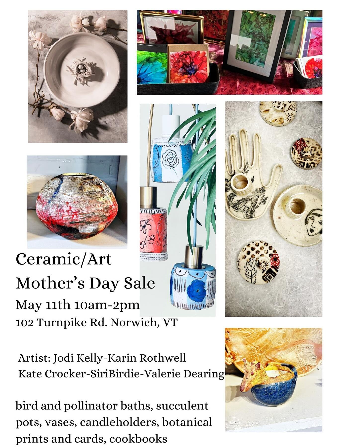 Stop by Saturday and find a special gift for your mom! #ceramicart #madeinvermont #vermontartist #vermontmade #gardeninglife #gardeners #clayart #mothersdaygift #starpuddingfarm