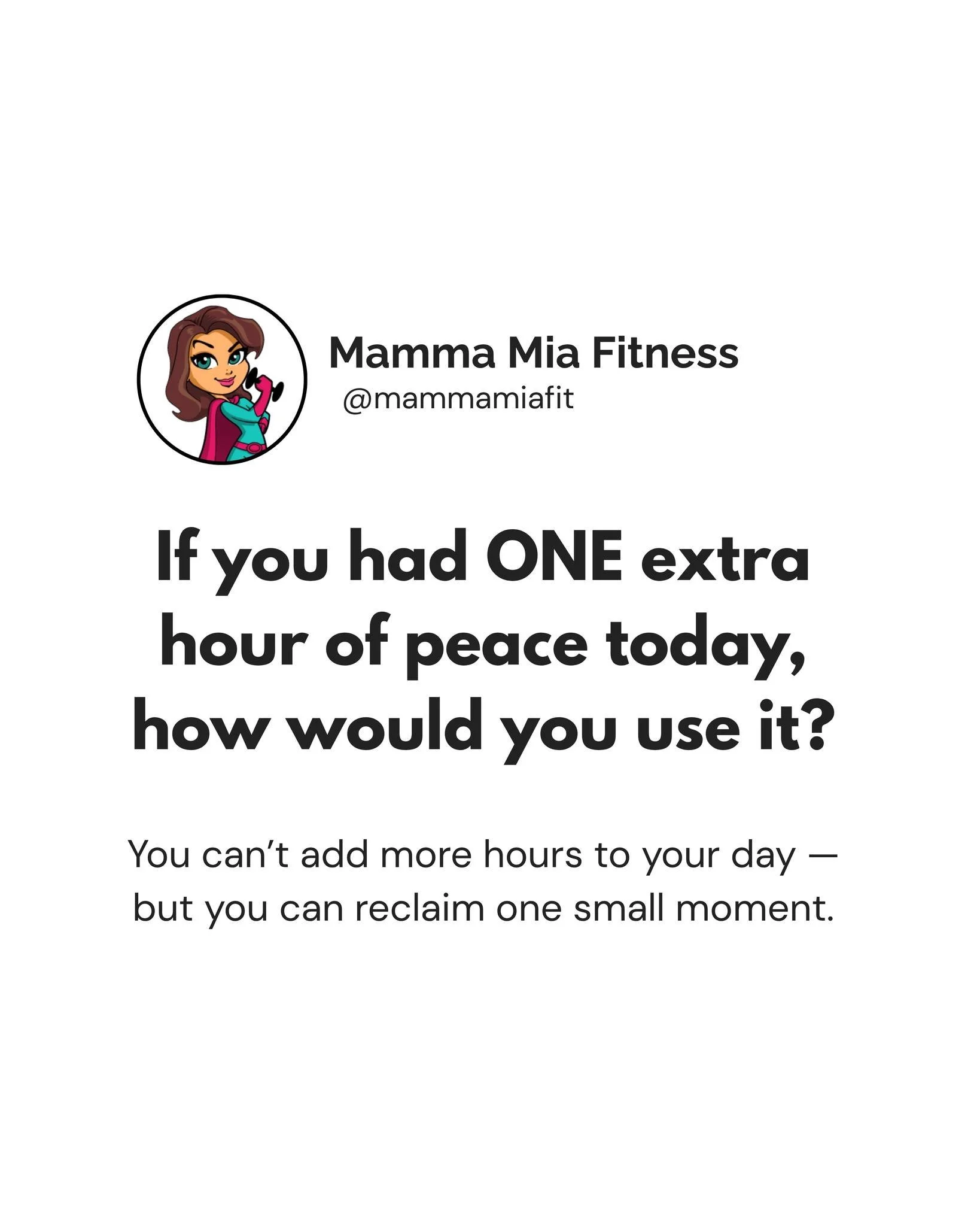 If you had ONE extra hour of peace today, how would you use it?

Would you rest, breathe, or finally enjoy a coffee while it&rsquo;s still hot?
Because sometimes peace isn&rsquo;t a luxury &mdash; it&rsquo;s the difference between surviving and actua