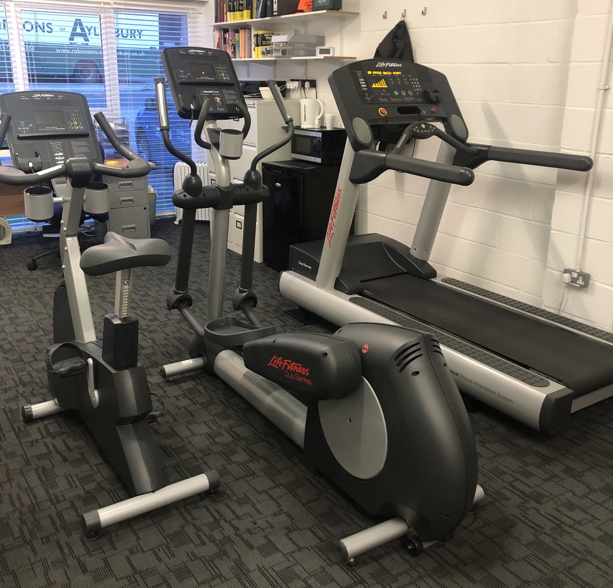 For calorie burning aerobic training I have Lifefitness commercial grade cardio machines plus a Concept2 rower…
