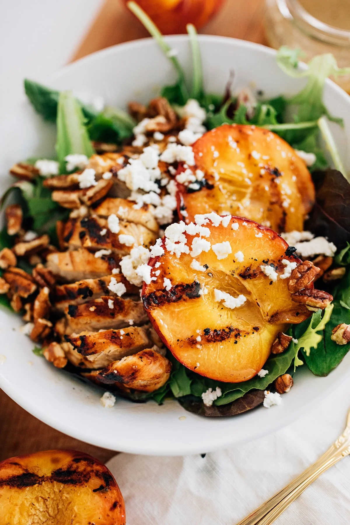 Maple Mustard Chicken &amp; Grilled Peach Salad