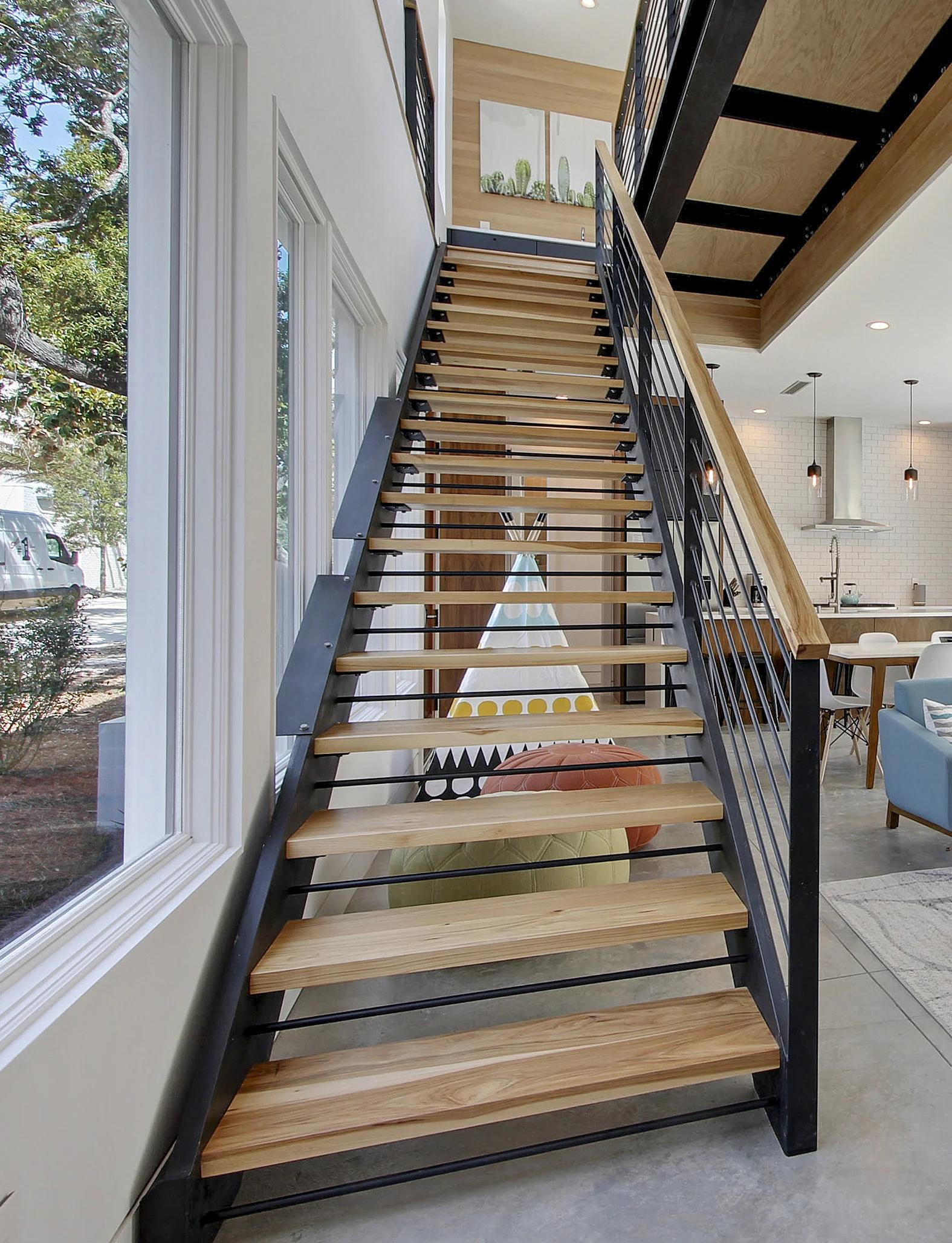 Hickory Stair Treads &amp; Handrail