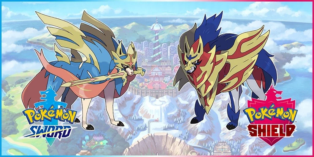 Zacian on the left (Sword) / Zamazenta on the right (Shield)