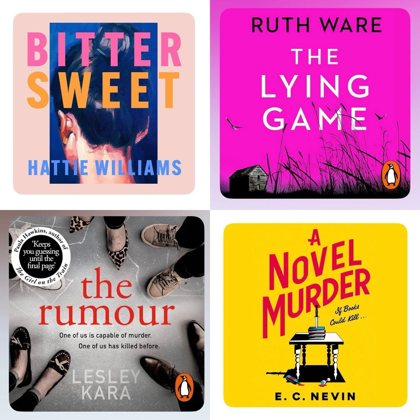 Autumn listens 
🍂
Bitter Sweet by Hattie Williams
The Lying Game by Ruth Ware
The Rumour by Lesley Kara
A Novel Murder by E.C. Nevin 

#audiobooks #Audible #ukbookstagram