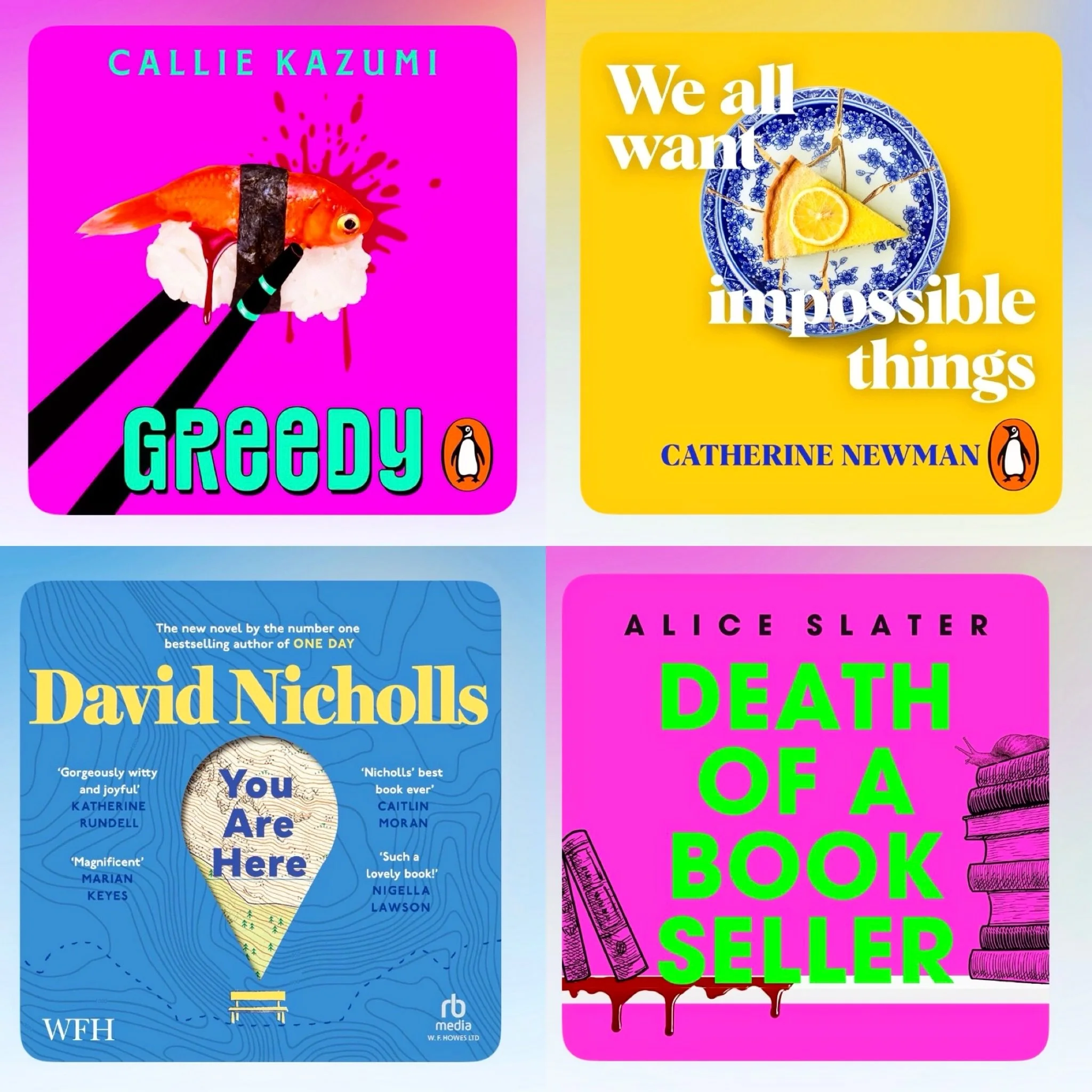 Spring listens
🌷
Greedy by Callie Kazumi
We All Want Impossible Things by Catherine Newman
You Are Here by David Nicholls
Death of a Bookseller by Alice Slater

#Audible #audiobooks #ukbookstagram #amreading