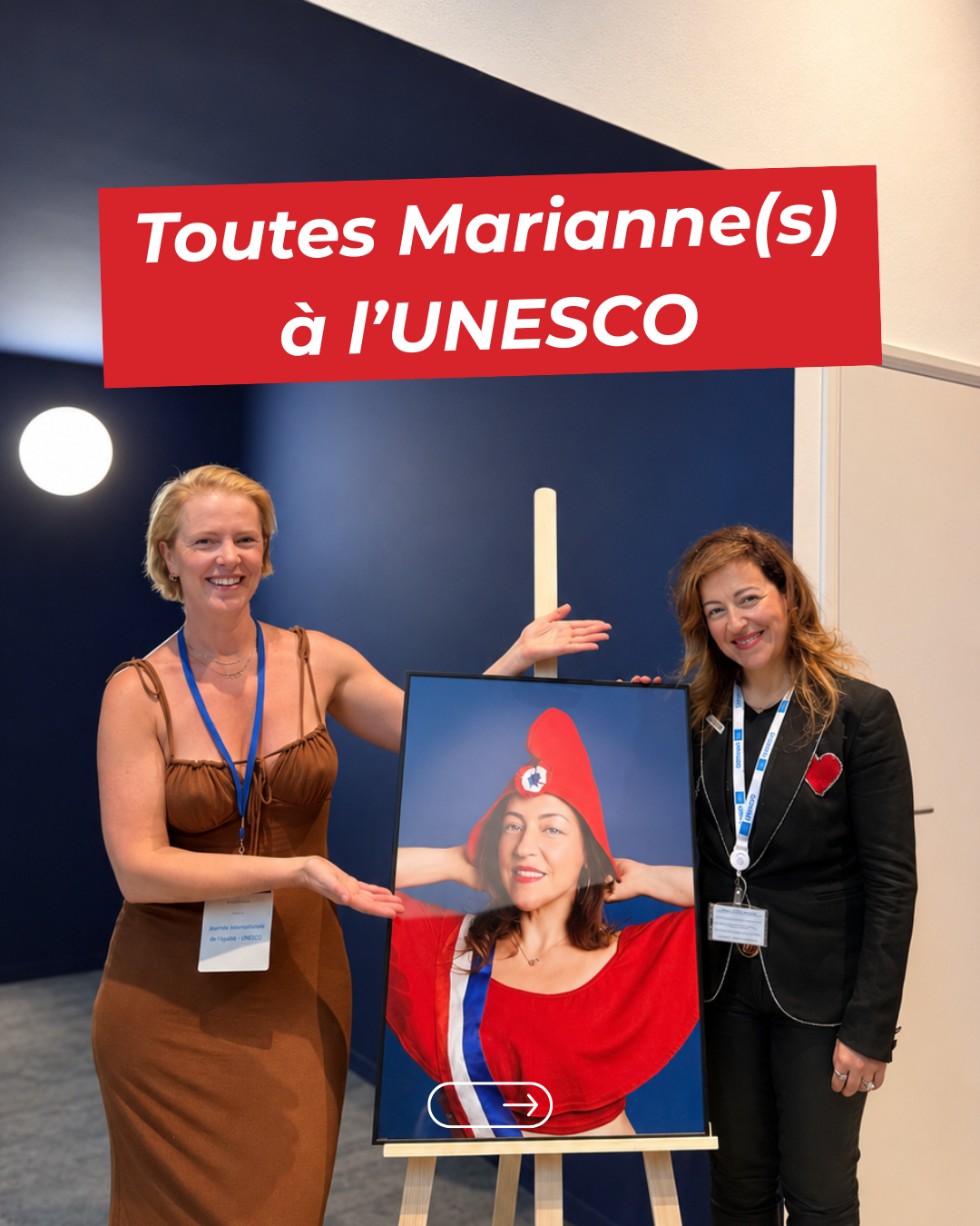 Présentation d’un portrait       “Toutes Marianne ! “ à l’Unesco