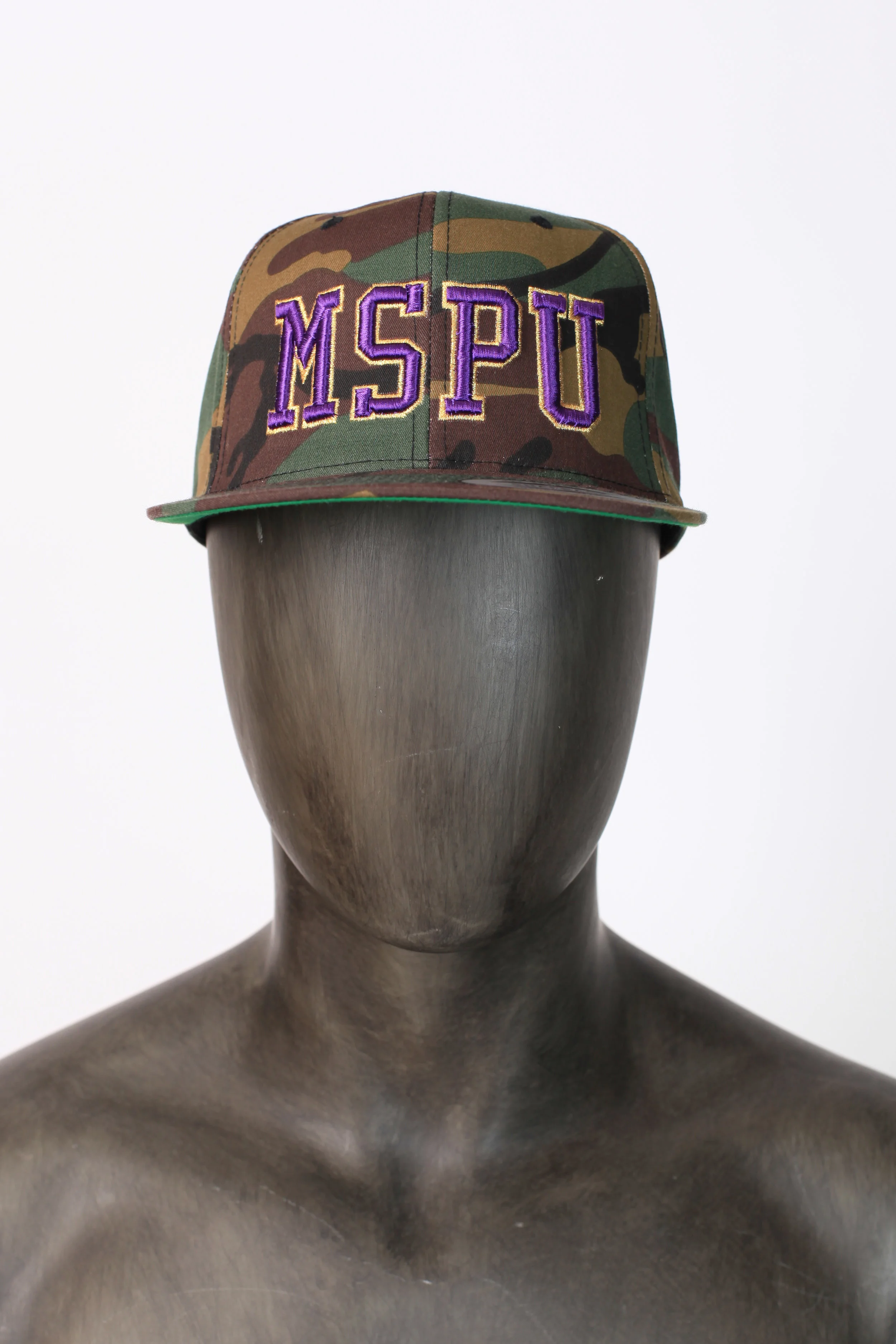 Camouflage Omega baseball hat with "MSPU" letters