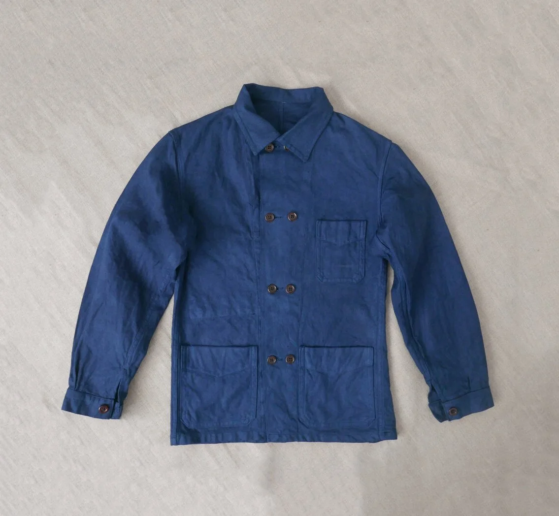 DOUBLE BREASTED LINEN / COTTON WORK JACKET
