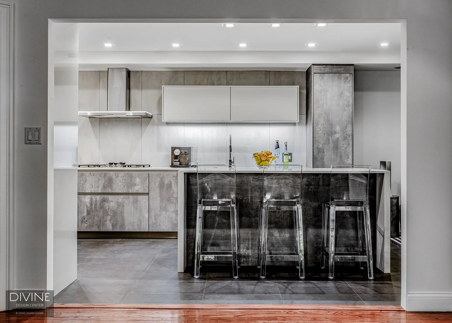 Newton MA Concrete Modern Kitchen — Divine Design Center