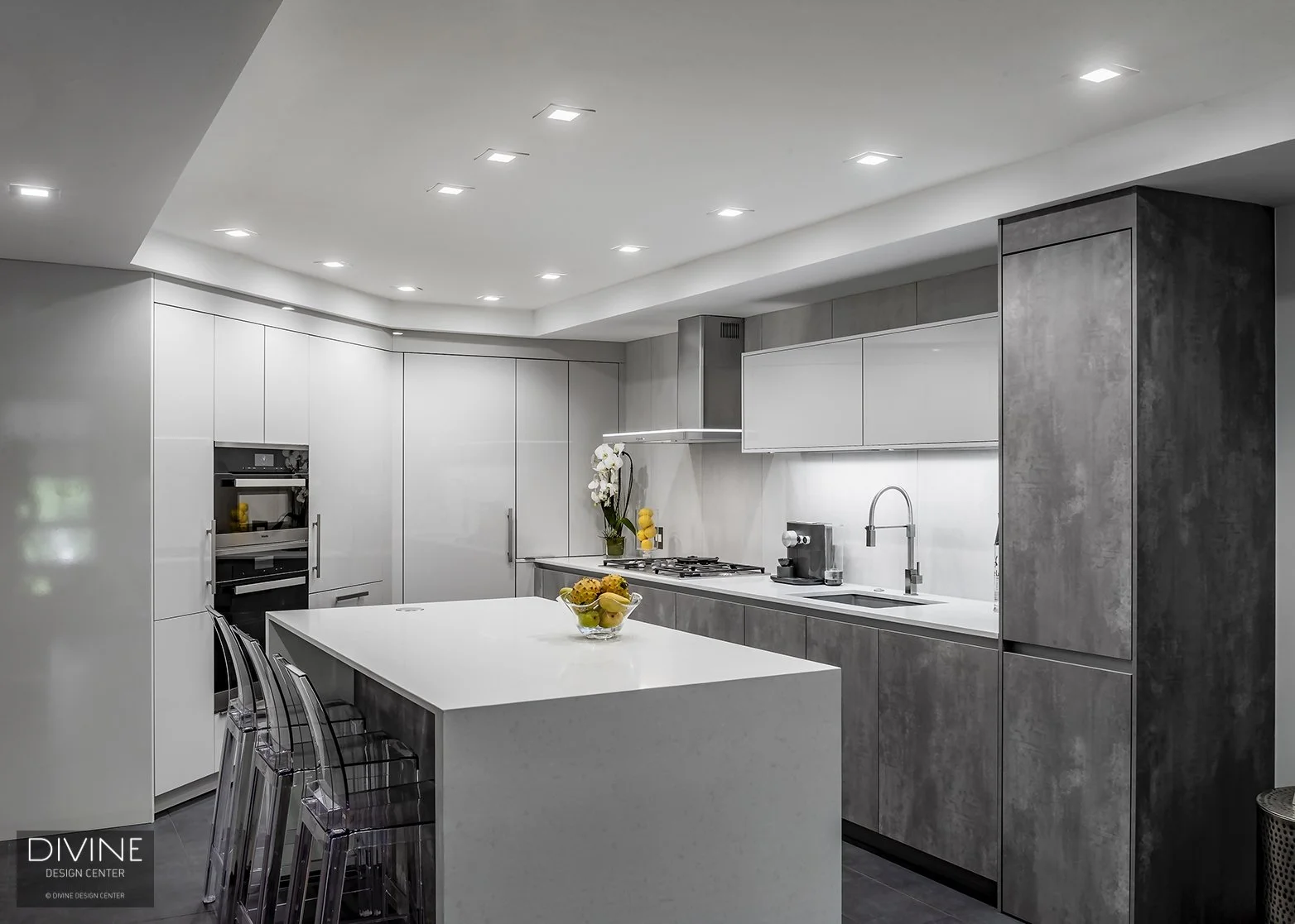 Newton MA Concrete Modern Kitchen — Divine Design Center