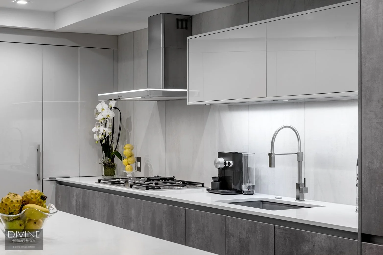 Newton MA Concrete Modern Kitchen — Divine Design Center