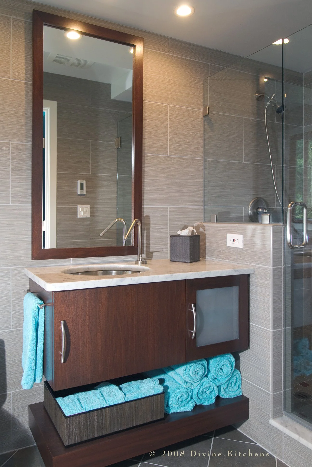 Boston Modern Transitional Colorful Guest Bathroom — Divine Design Center