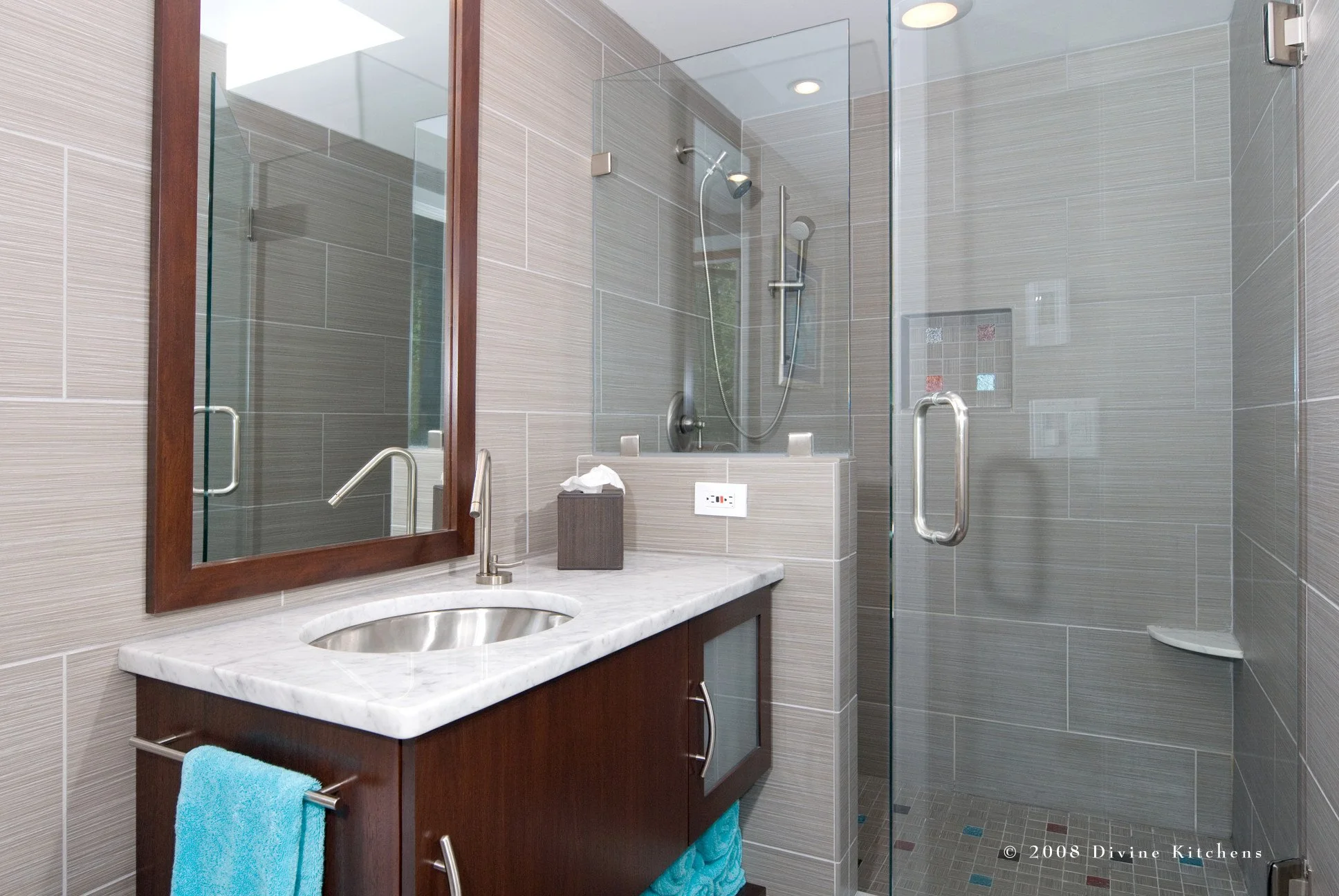 Boston Modern Transitional Colorful Guest Bathroom — Divine Design Center