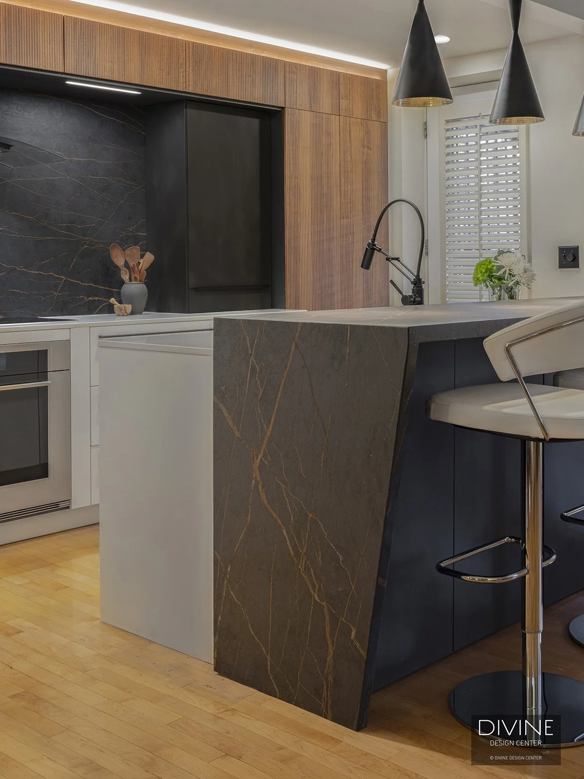 Kitchen Angled View Boston South End Modern Kitchen with Angled Countertop — Divine Design ...