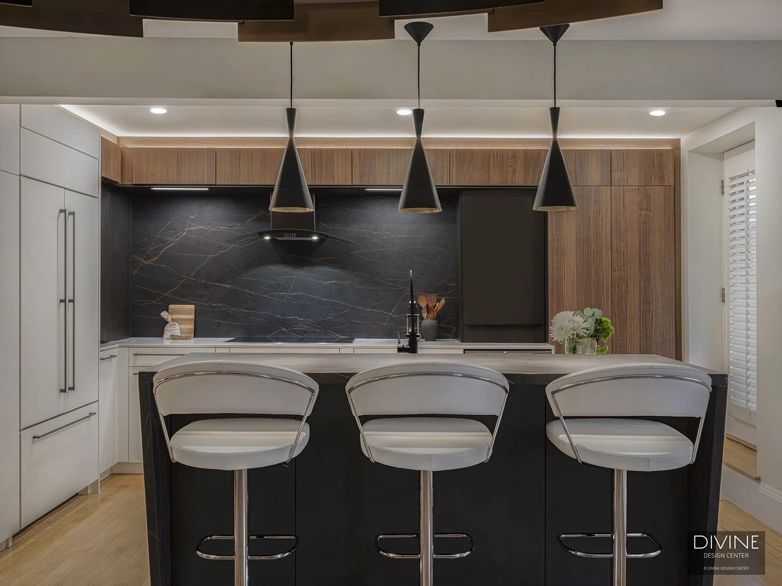Slanted Kitchen Layout Boston South End Modern Kitchen with Angled Countertop — Divine Design ...
