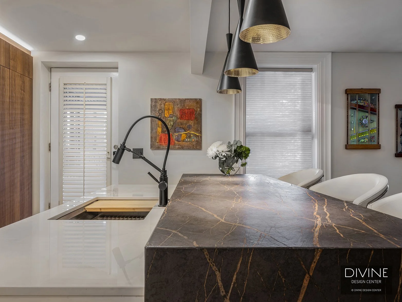 Kitchen Angled View Boston South End Modern Kitchen with Angled Countertop — Divine Design ...