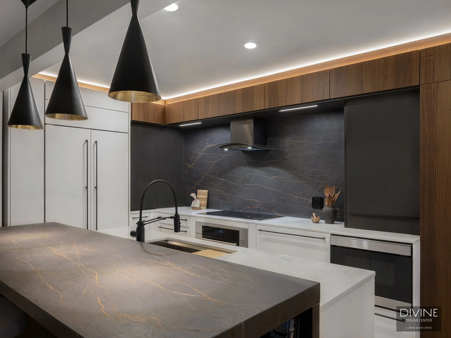 Kitchen Angled View Boston South End Modern Kitchen with Angled Countertop — Divine Design ...